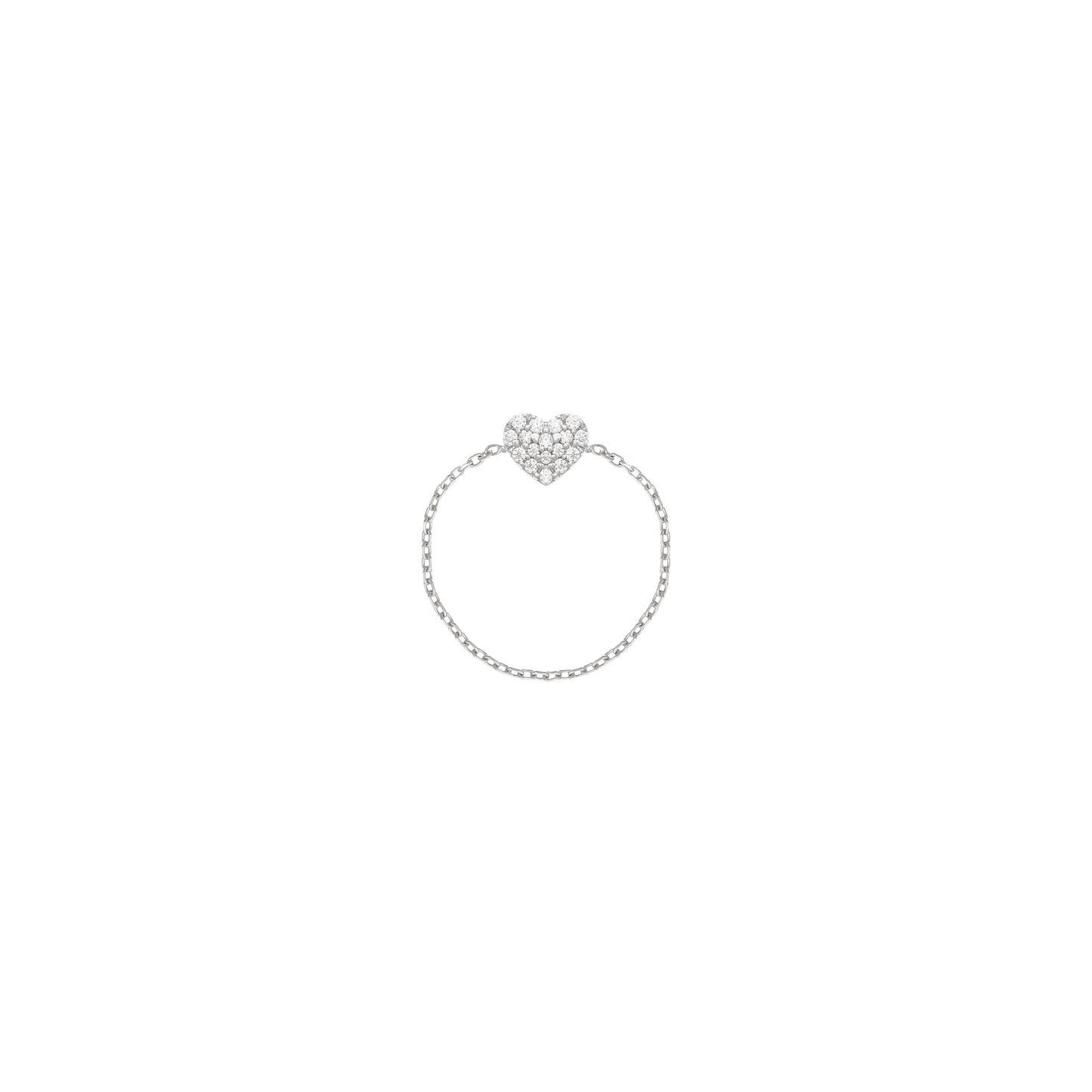 Heart Chain Ring in 18k White Gold