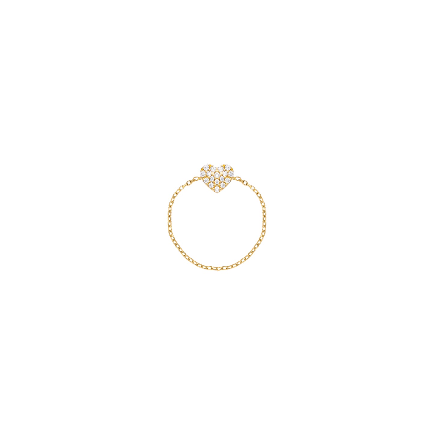 Heart Chain Ring in 18k Yellow Gold