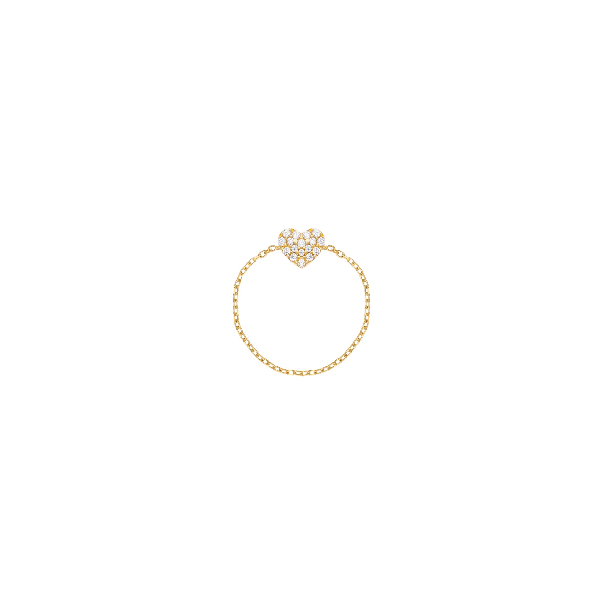 Heart Chain Ring in 18k Yellow Gold