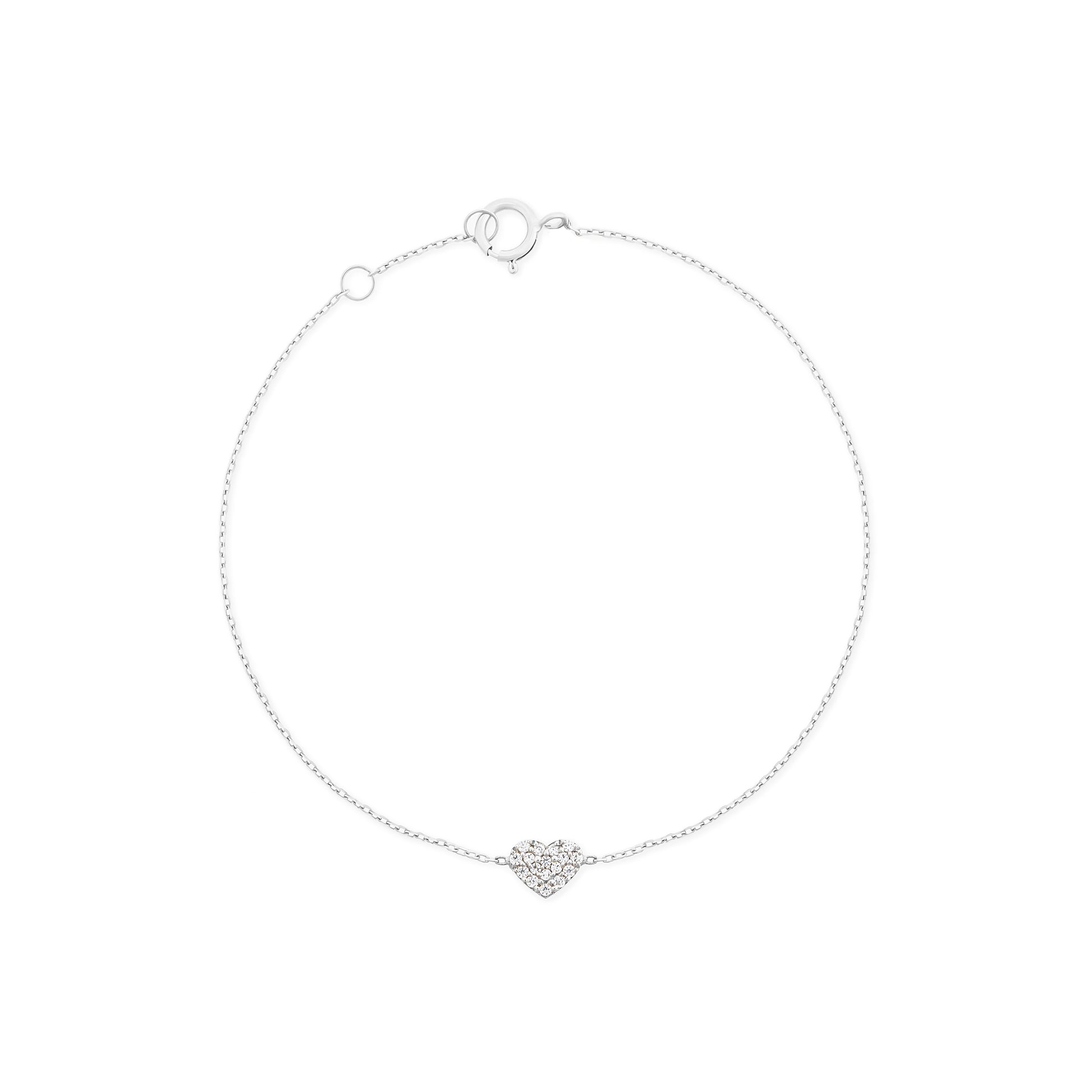 Heart Diamond Bracelet in 18k White Gold