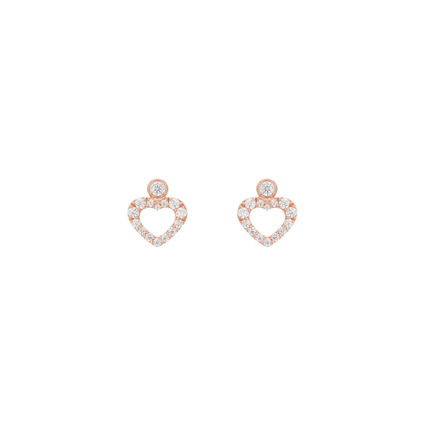 Heart Dot Earrings In 18k Rose Gold With Diamonds