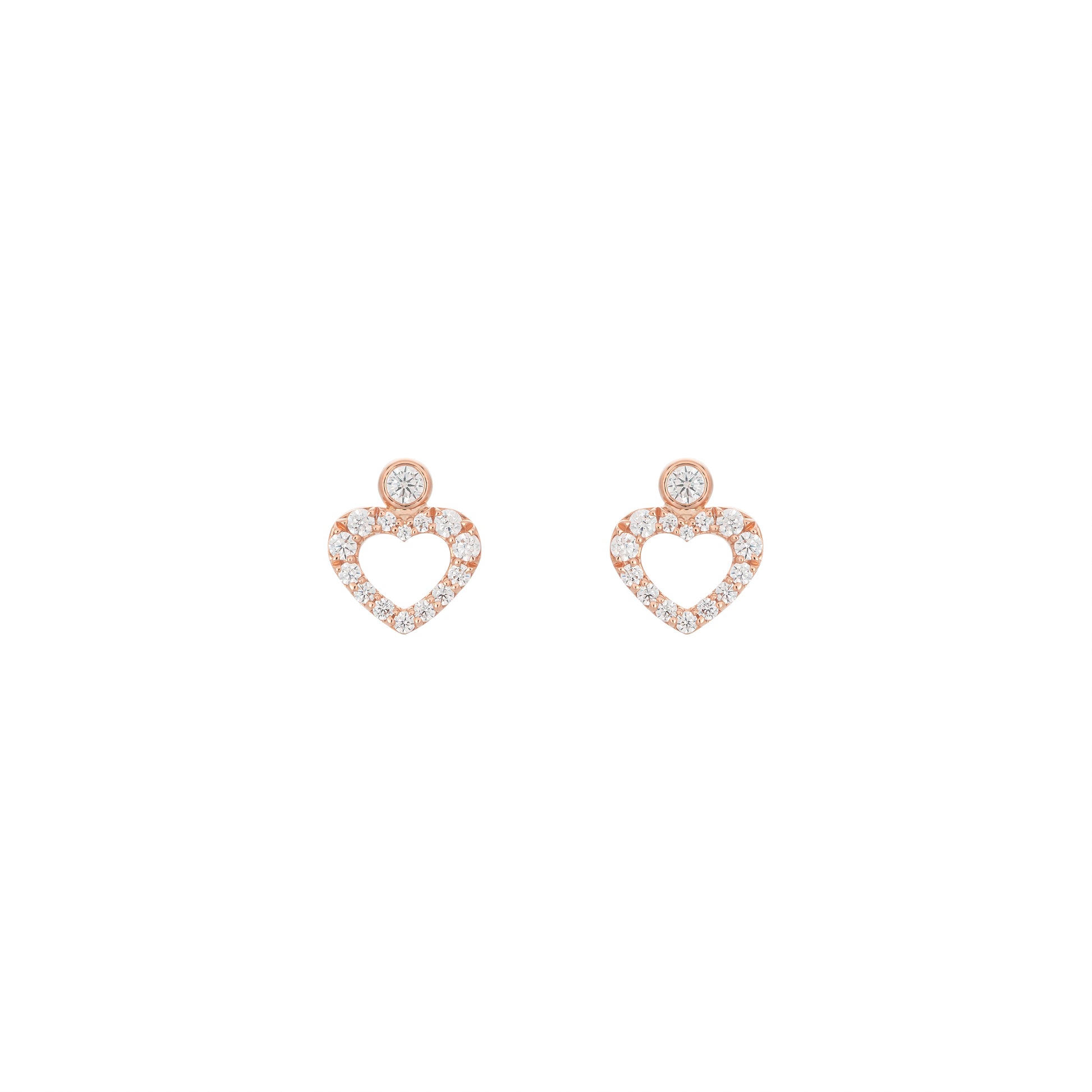 Heart Dot Earrings In 18k Rose Gold With Diamonds