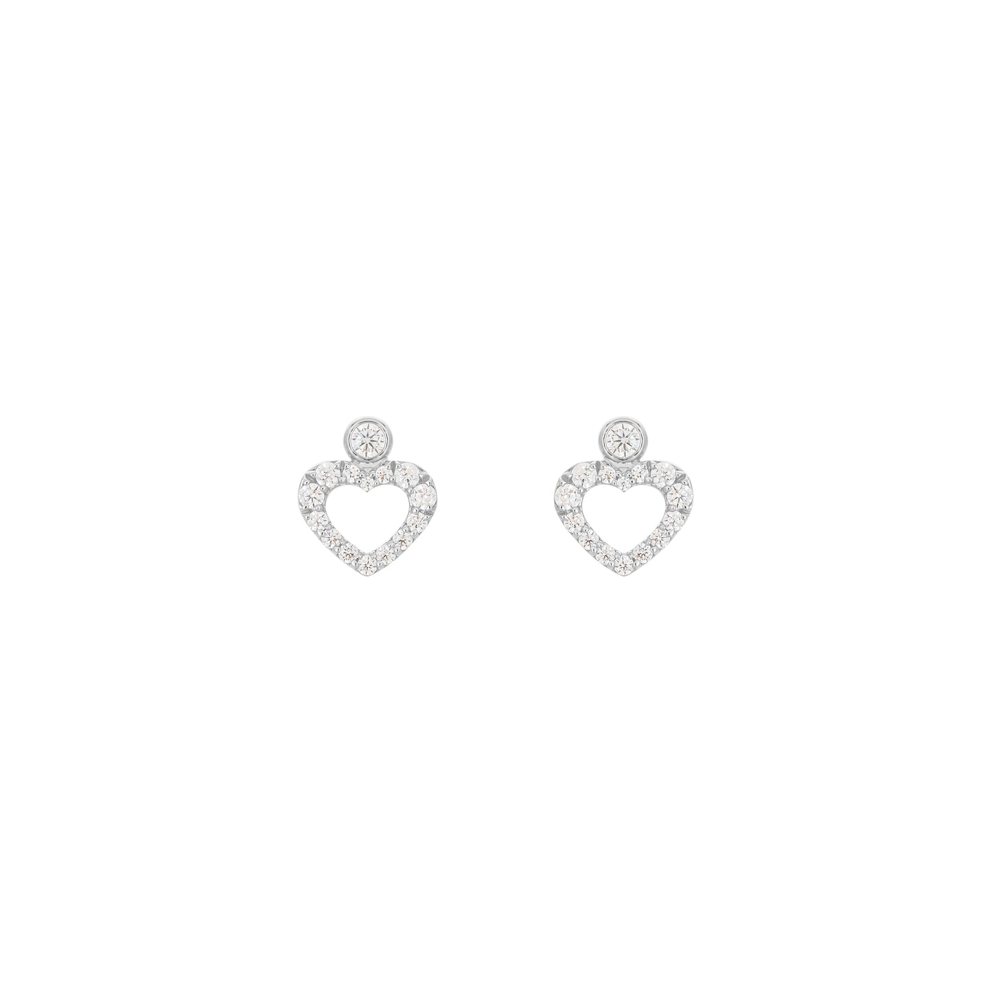 Heart Dot Earrings In 18k White Gold With Diamonds