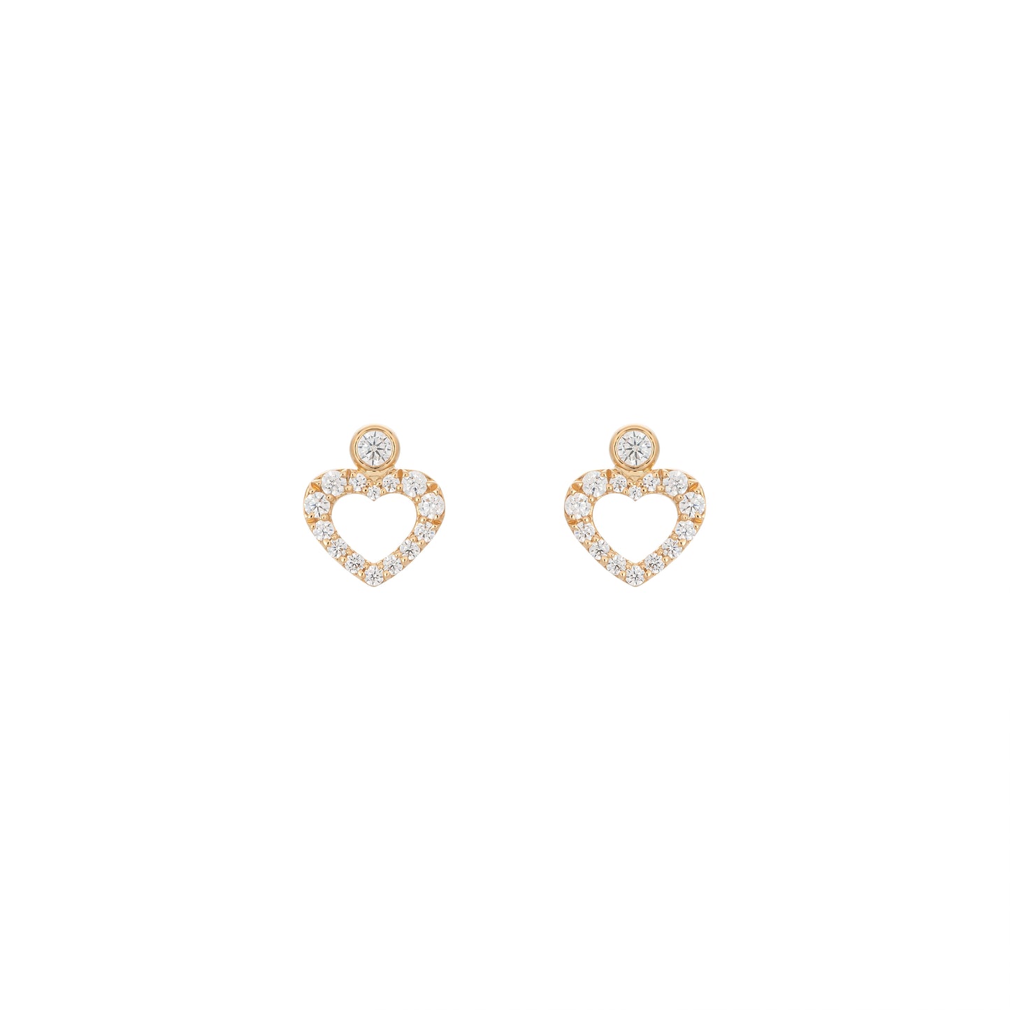 Heart Dot Earrings In 18k Yellow Gold With Diamonds