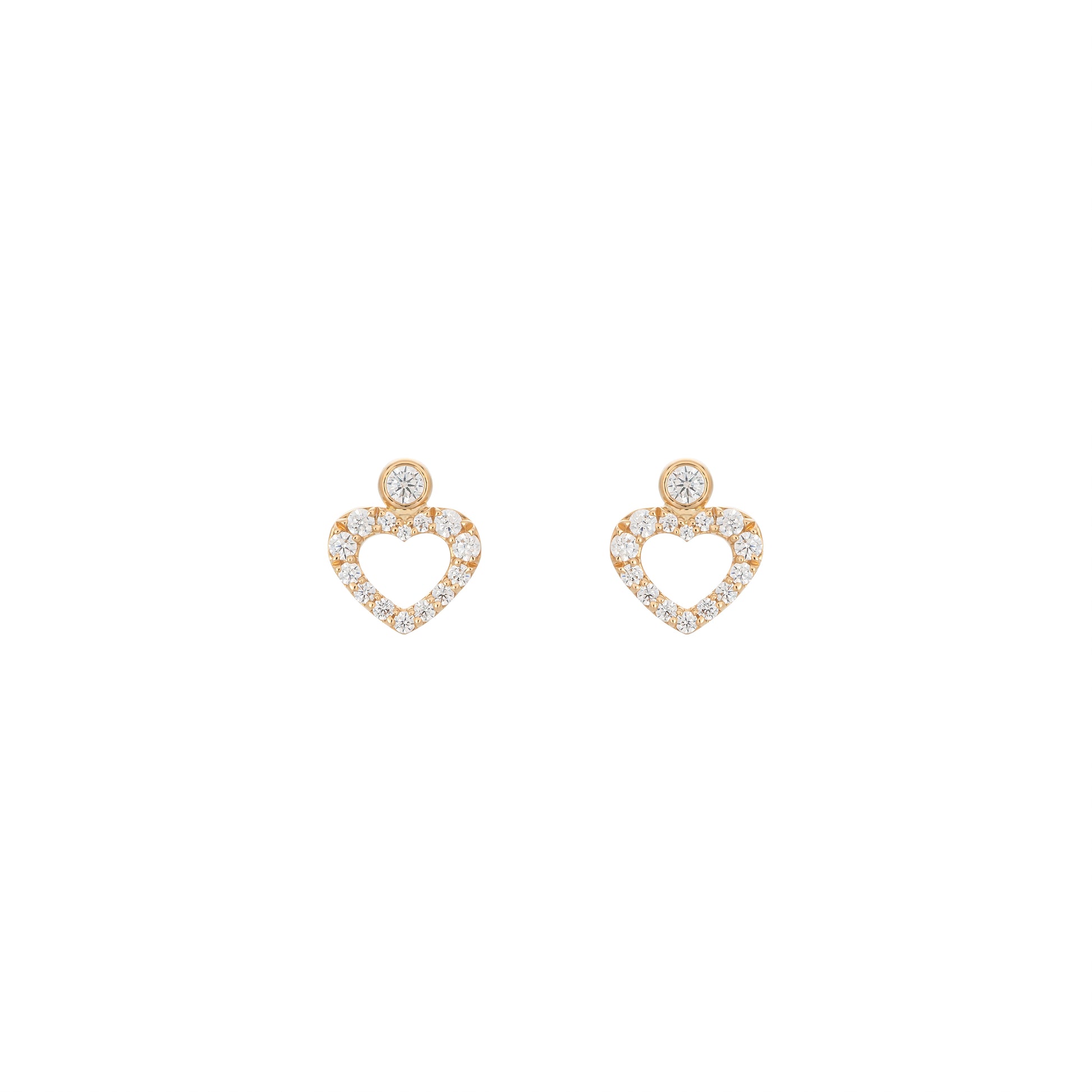 Heart Dot Earrings In 18k Yellow Gold With Diamonds