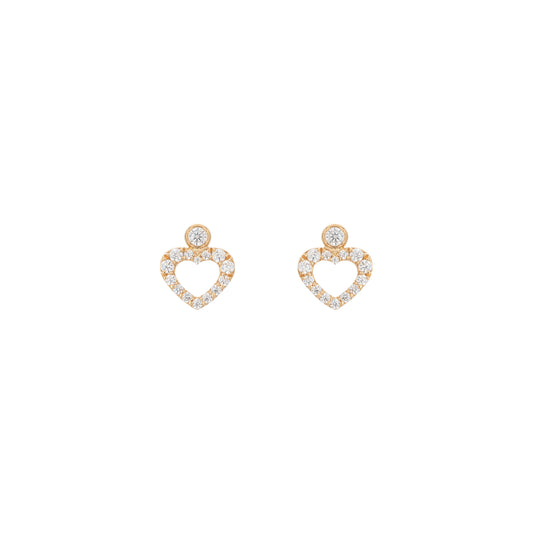 Heart Dot Earrings In 18k Yellow Gold With Diamonds