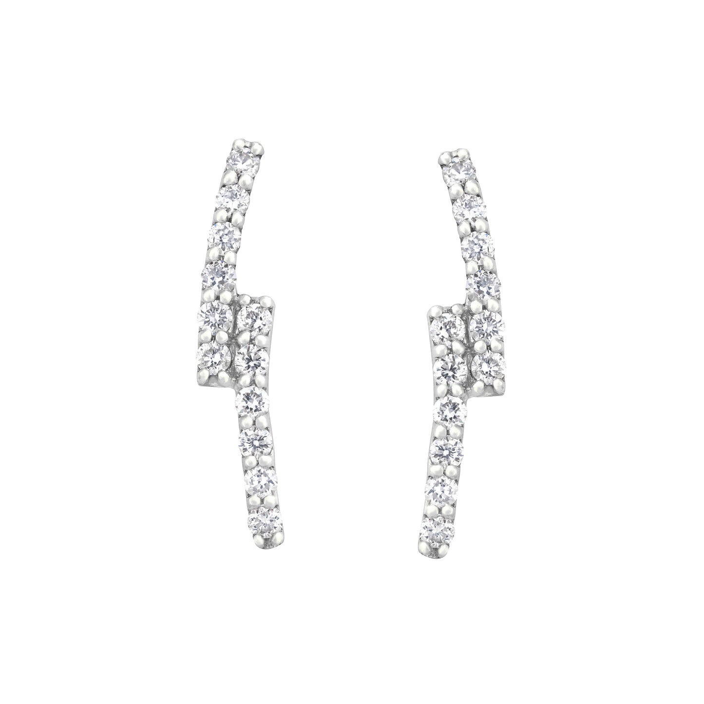 Lightning Bolt Earrings in White Gold with Diamonds