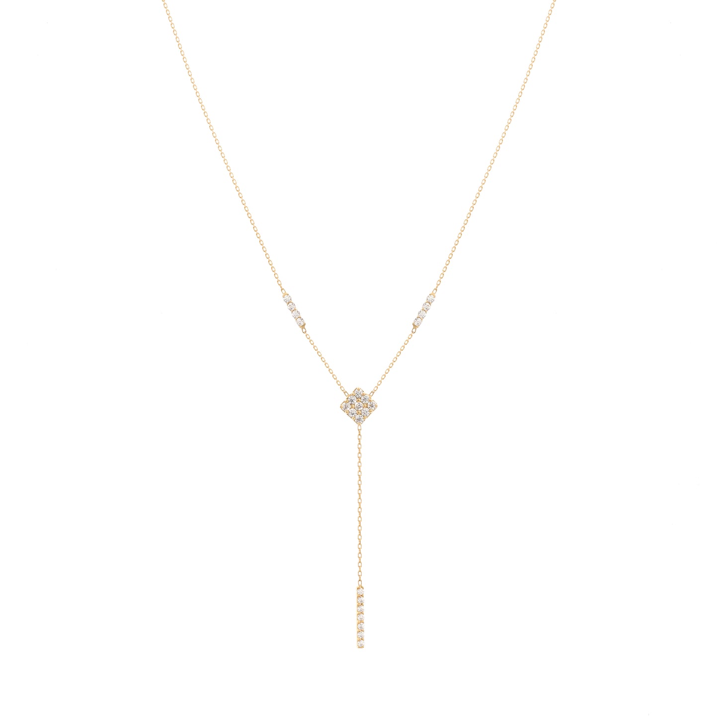 Long Bar Necklace in 18K Yellow Gold with Diamonds