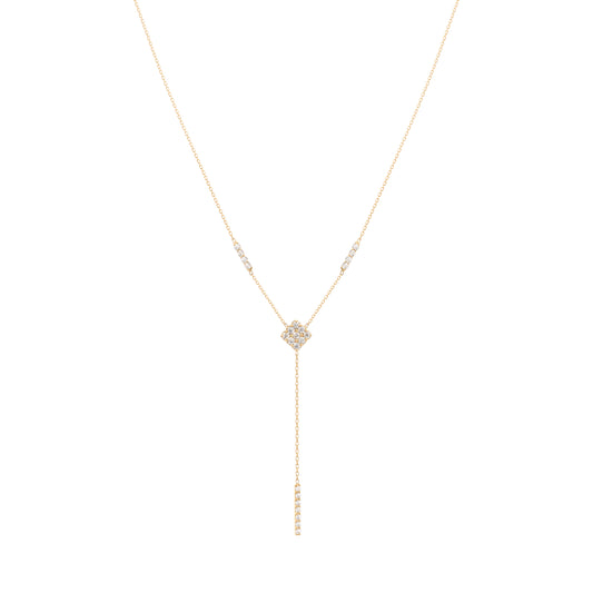 Long Bar Necklace in 18K Yellow Gold with Diamonds