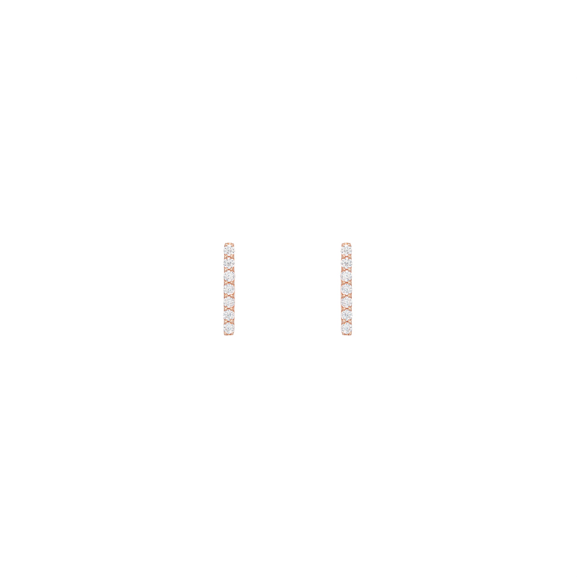 Long Bar Studs in 18k Rose Gold with Diamonds