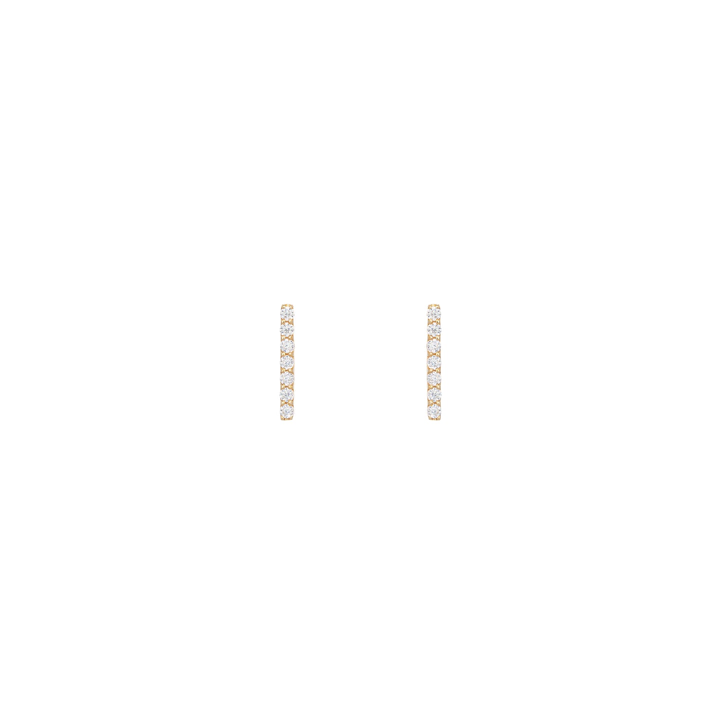 Long Bar Studs in 18k Yellow Gold with Diamonds