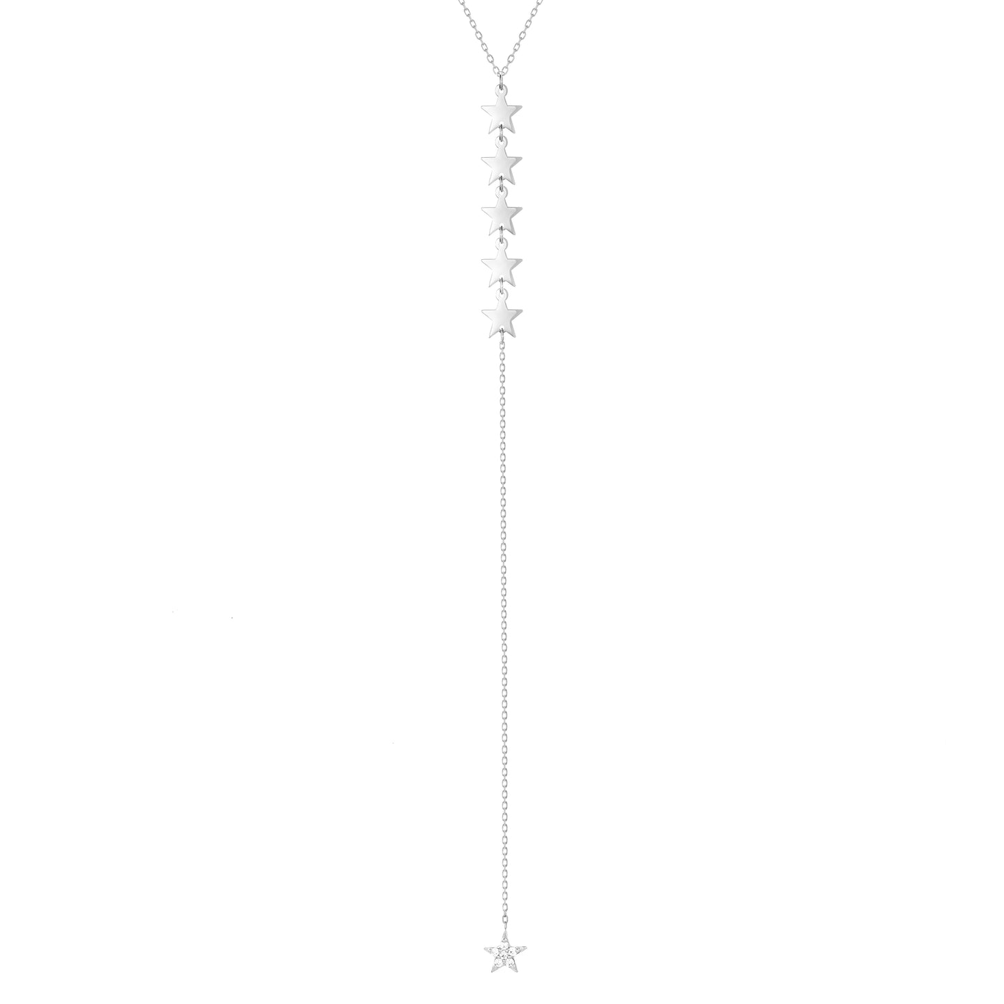 Long Star Necklace 18k White gold