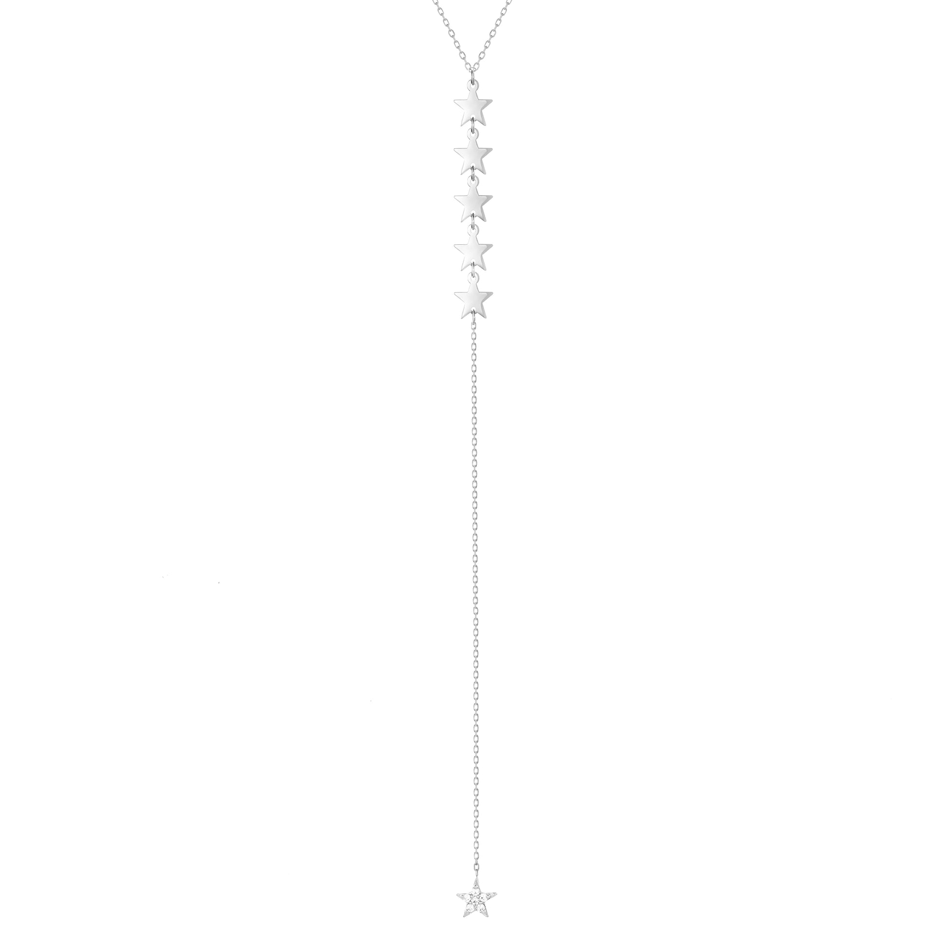 Long Star Necklace 18k White gold