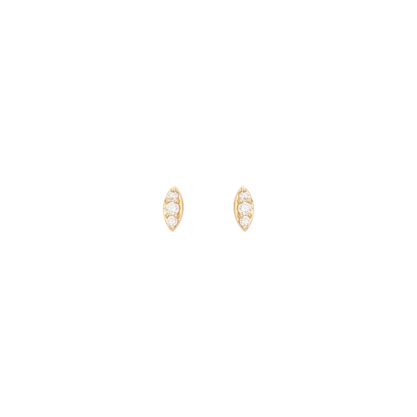 Marquise Studs in 18k yellow gold with diamonds