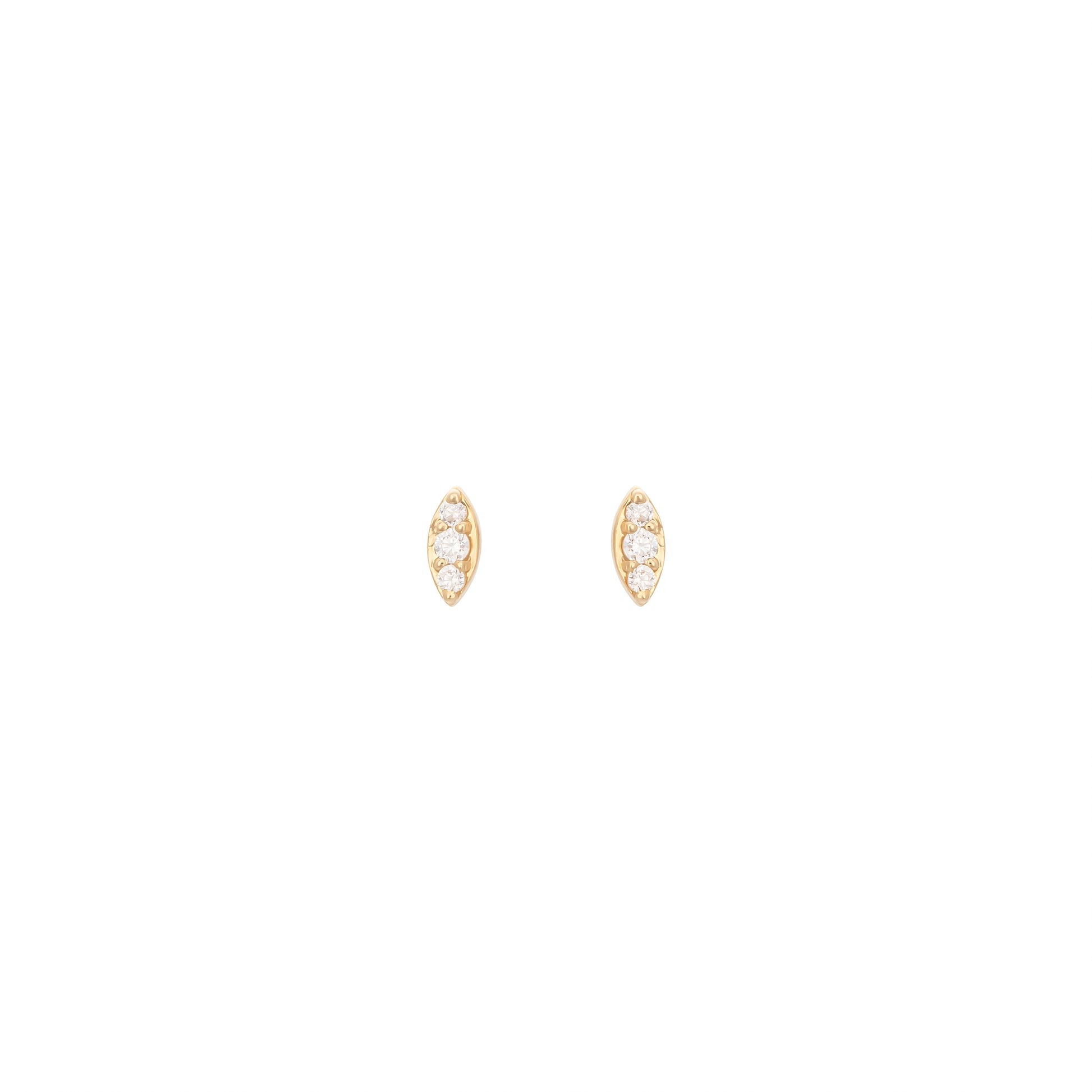 Marquise Studs in 18k yellow gold with diamonds