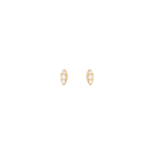 Marquise Studs in 18k yellow gold with diamonds