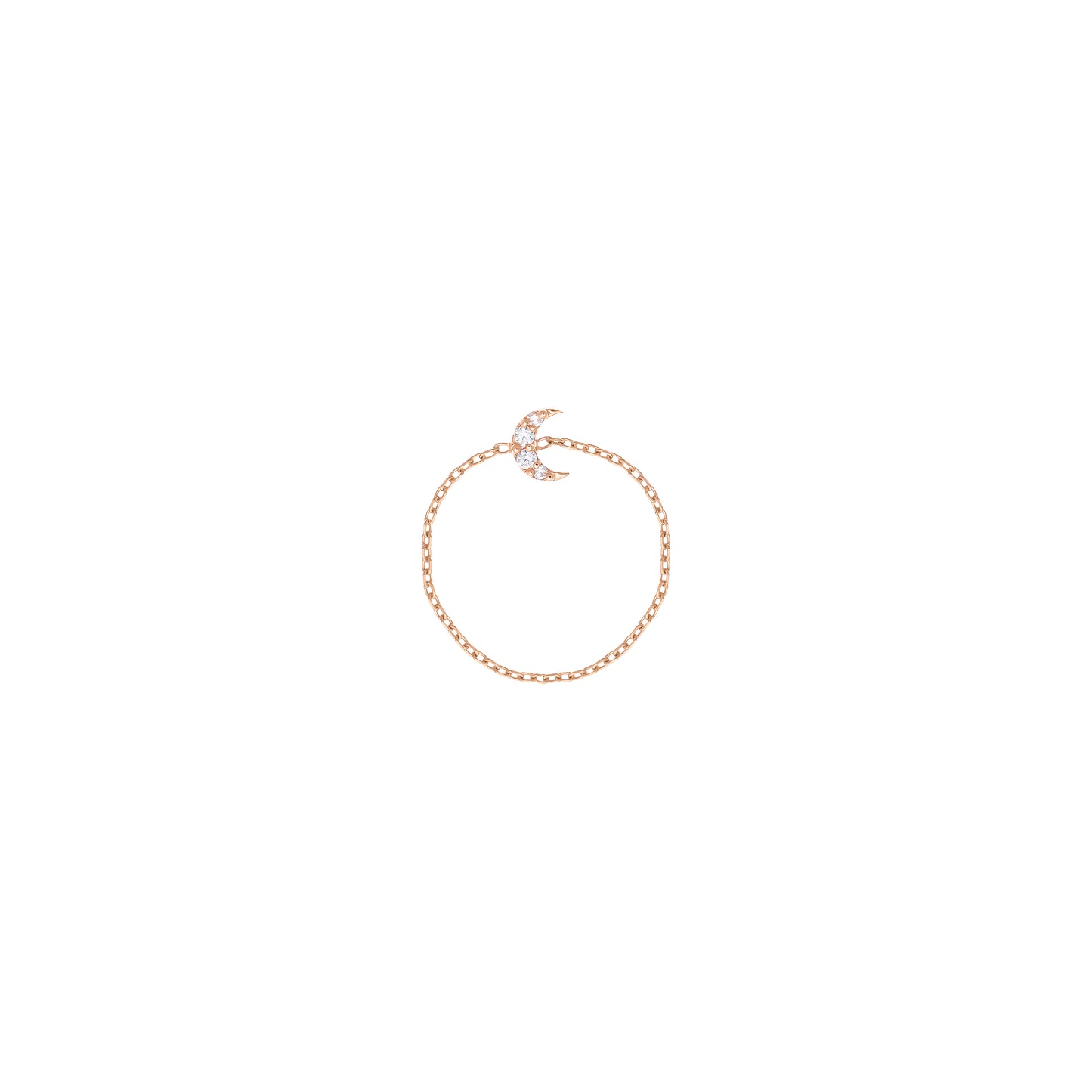 Moon Chain Ring in 18k Rose Gold with diamonds