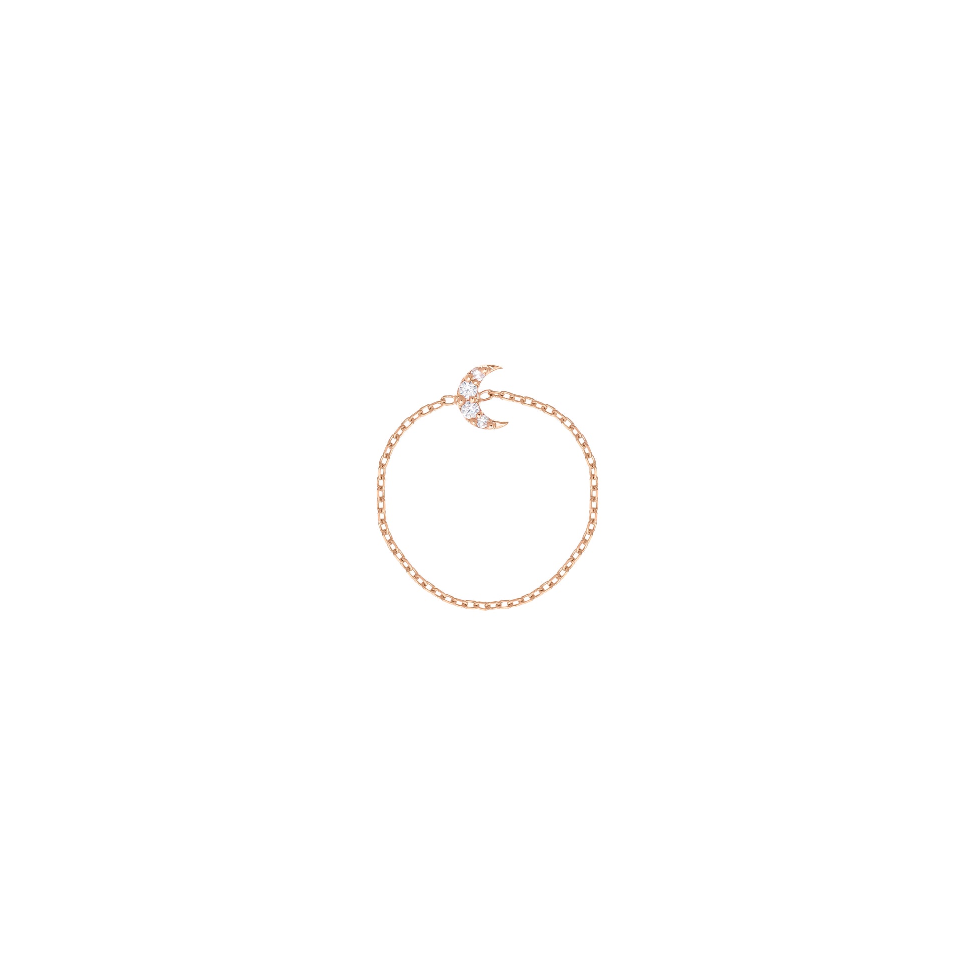 Moon Chain Ring in 18k Rose Gold with diamonds