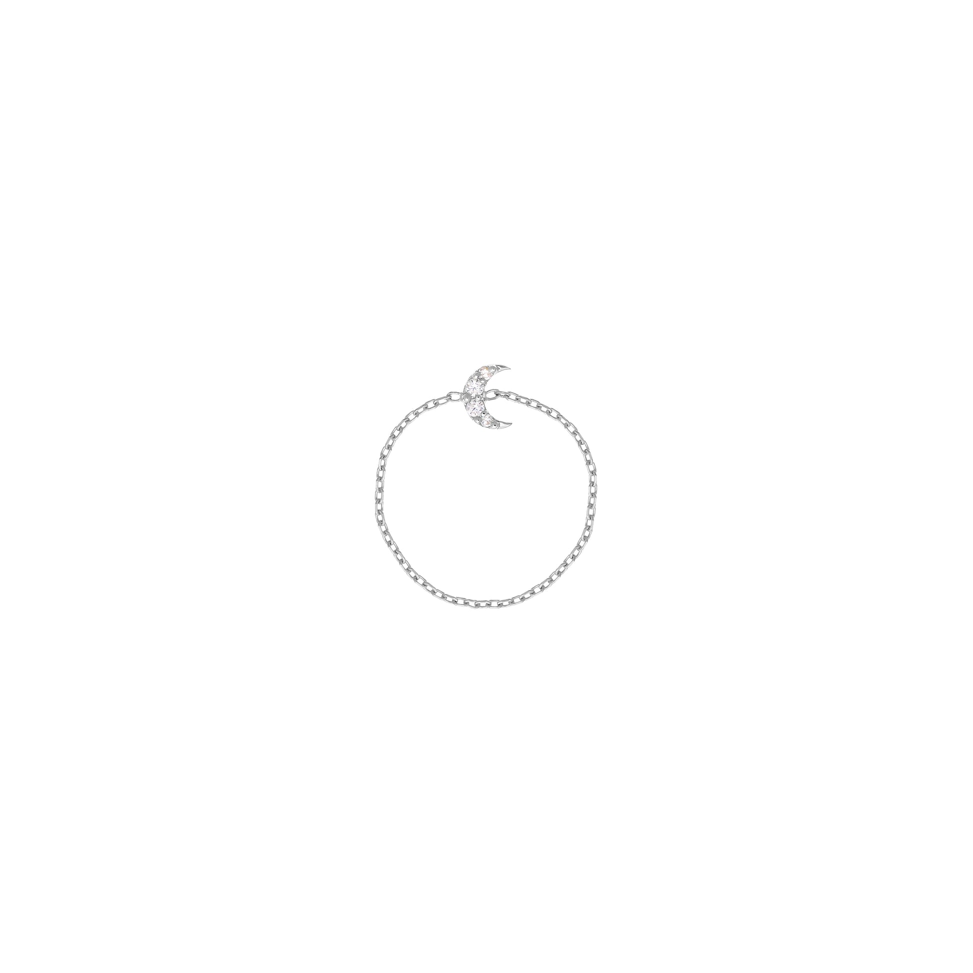 Moon Chain Ring in 18k White Gold with Diamonds