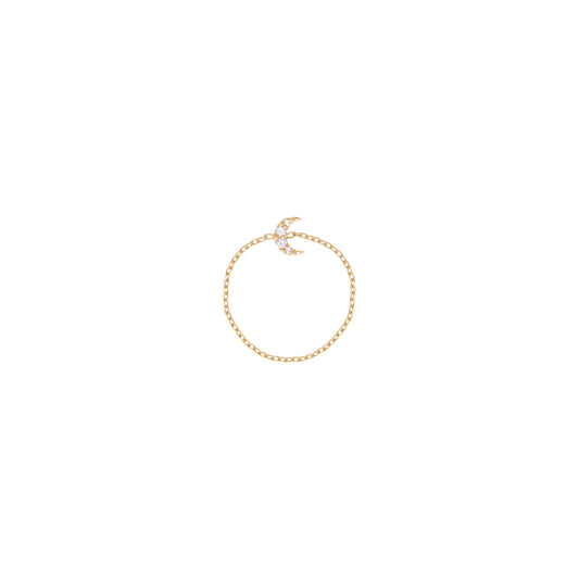 Moon Chain Ring in 18k Yellow Gold