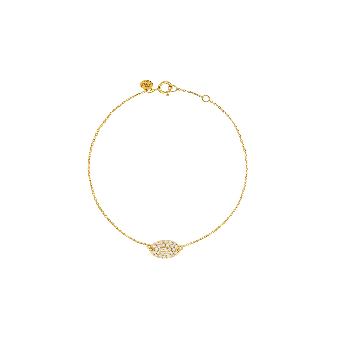 Oval Pave Bracelet 18k Yellow Gold with White Diamonds