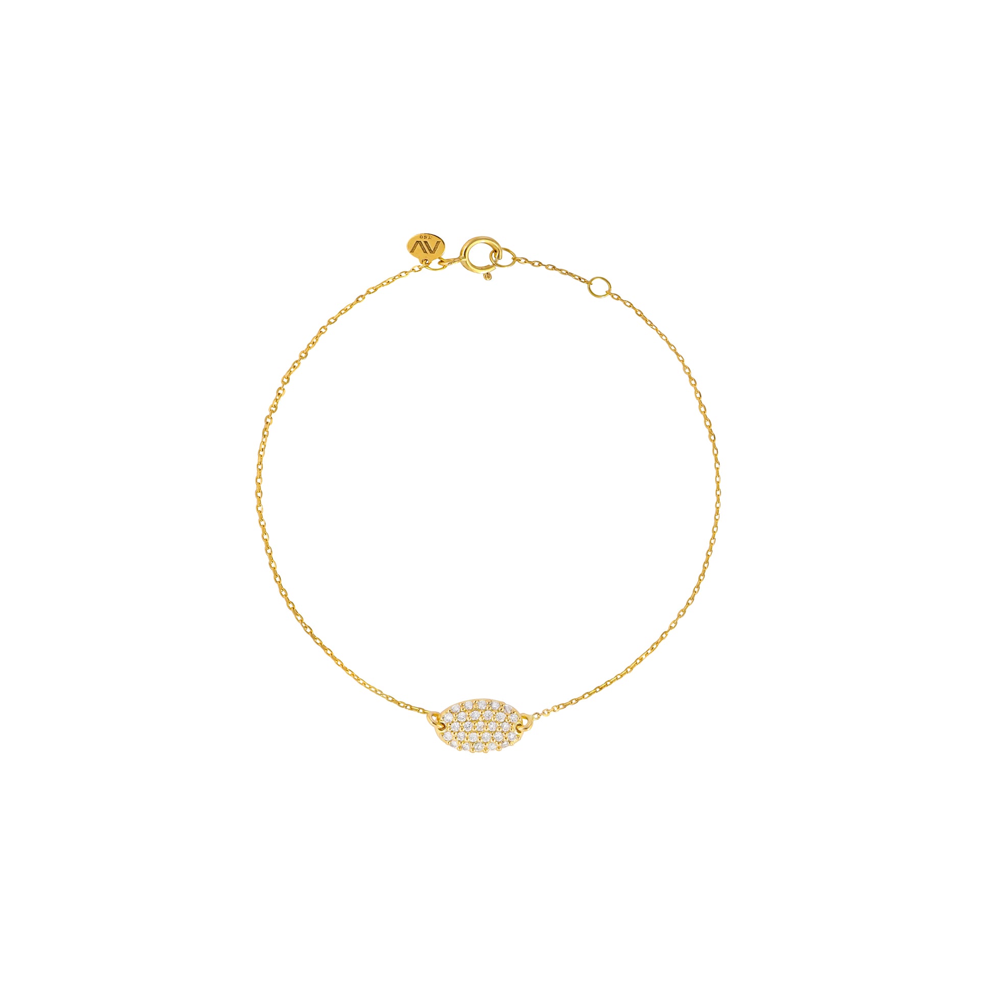 Oval Pave Bracelet 18k Yellow Gold with White Diamonds