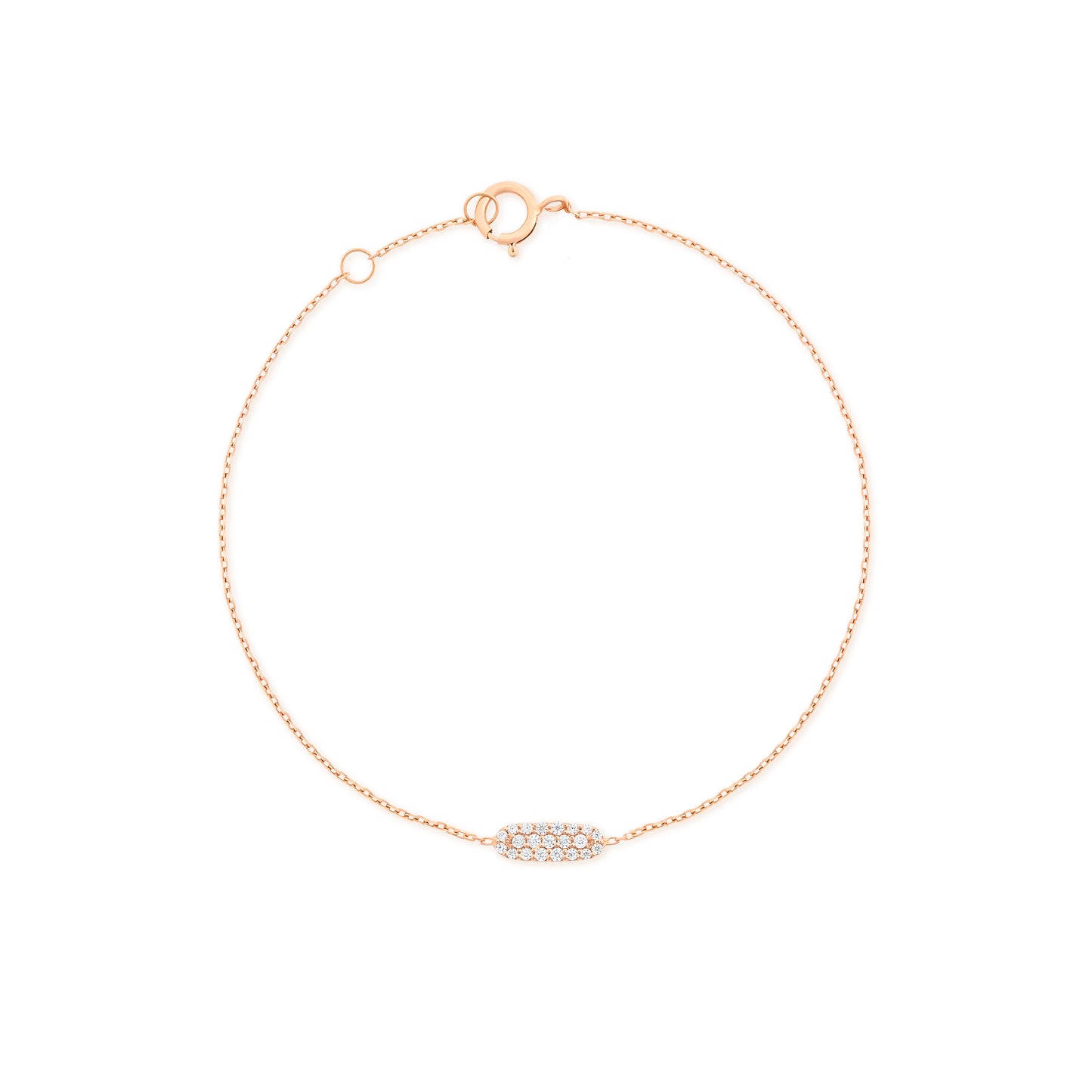 Oval Pave Diamond Bracelet in 18K Rose Gold Fine Jewelry