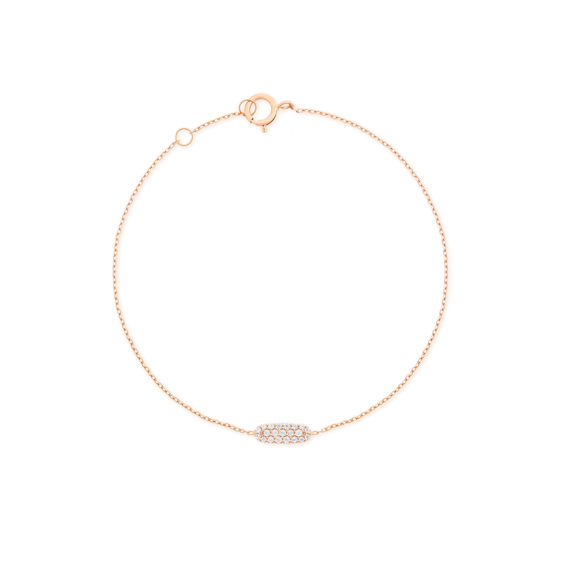 Oval Pave Diamond Bracelet in 18K Rose Gold Fine Jewelry