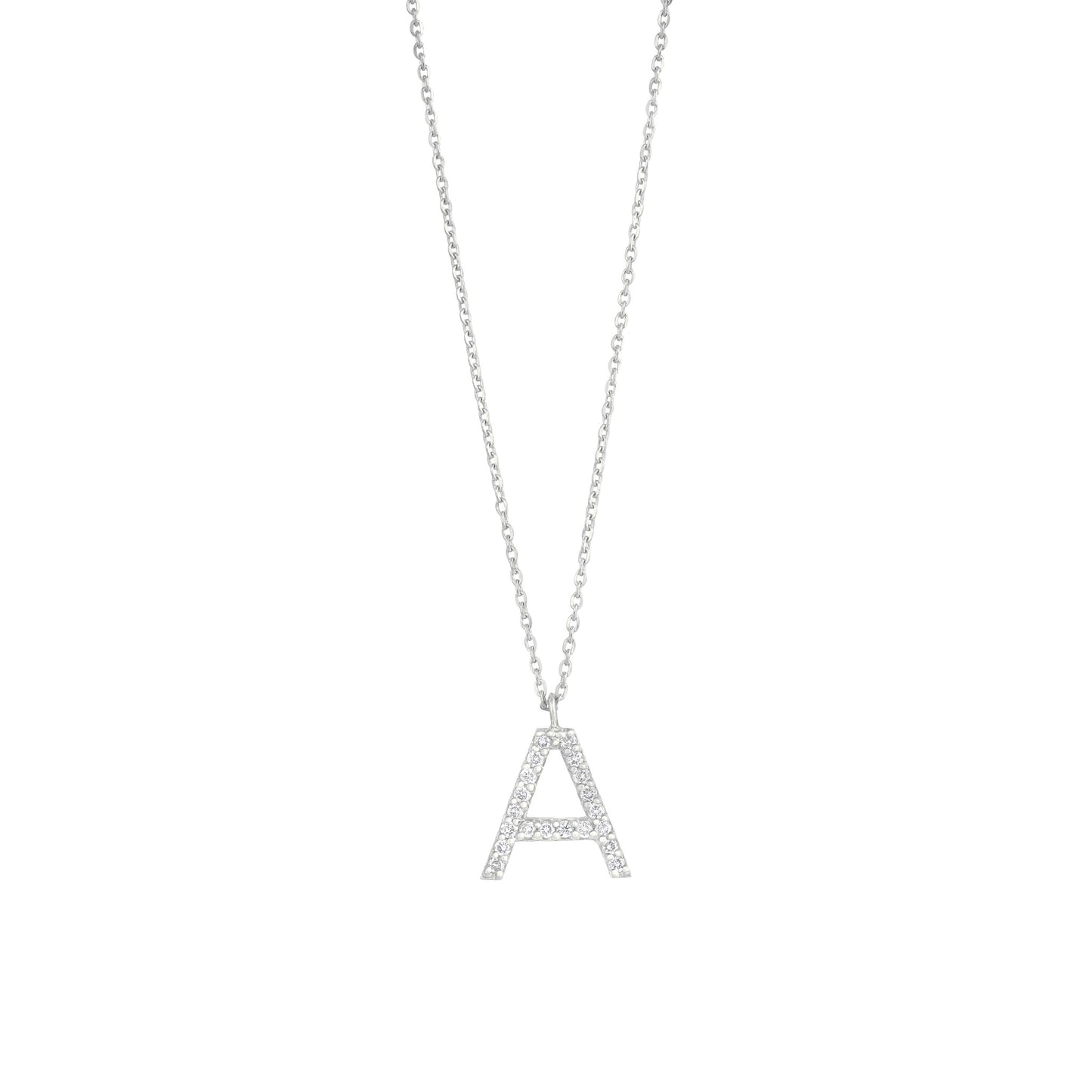 Pave Diamond Letter A in 18K White Gold with Diamonds