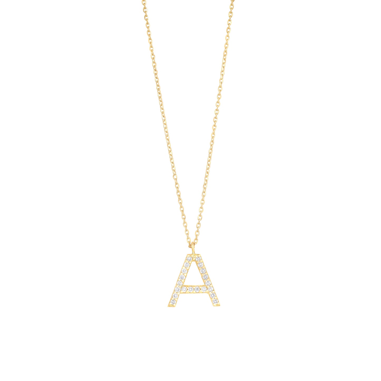 Pave Diamond Letter A in 18K yellow Gold with Diamonds