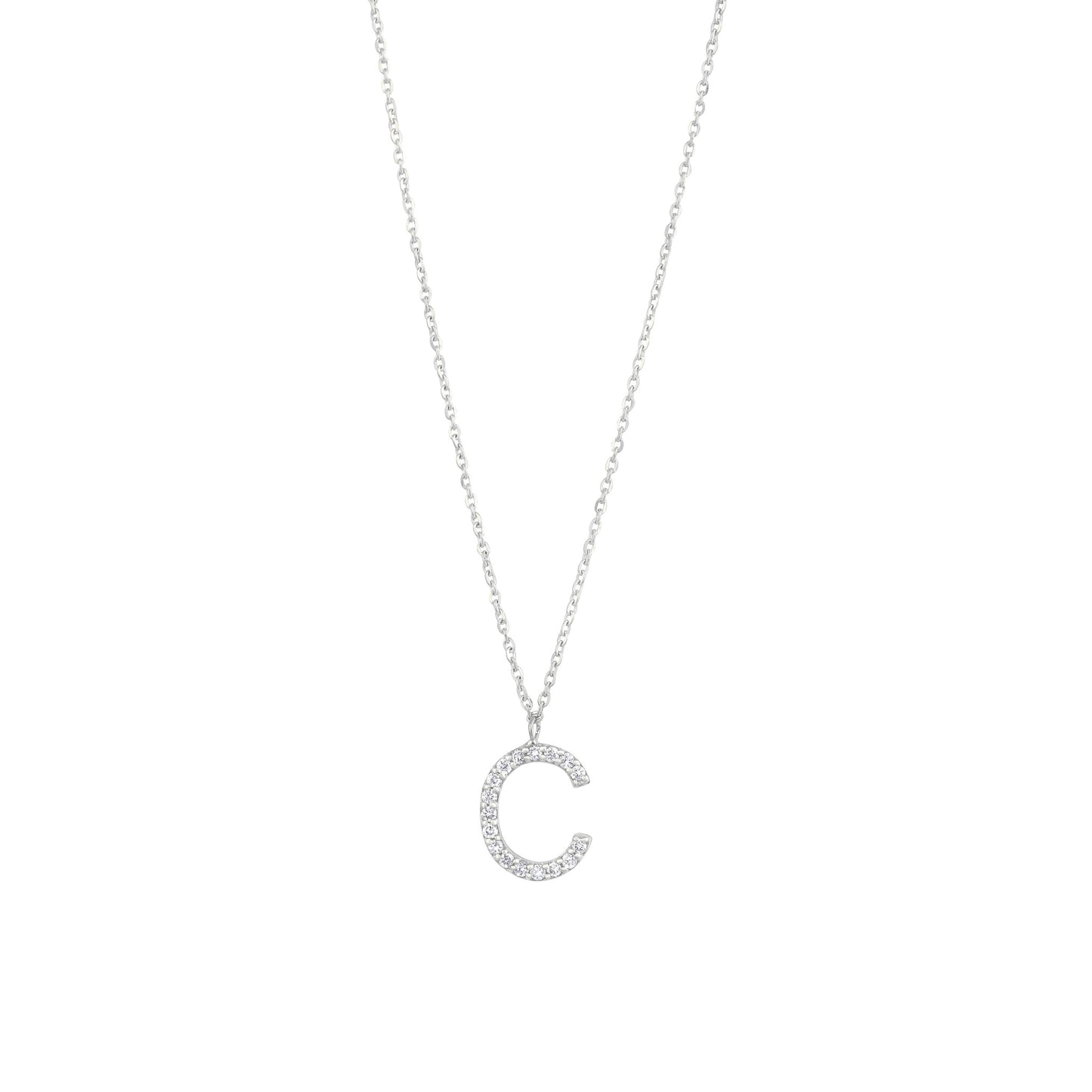 Pave Diamond Letter C in 18K White Gold with Diamonds