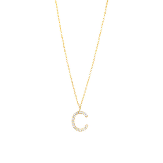 Pave Diamond Letter C in 18K Yellow Gold with Diamonds