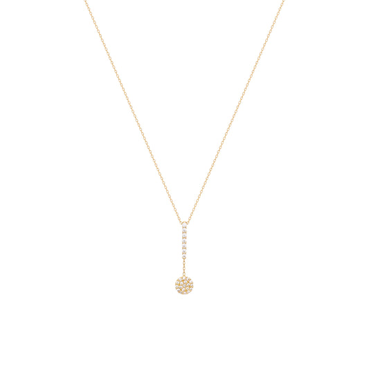 Pave Round Bar Necklace in 18K Yellow Gold With Diamonds