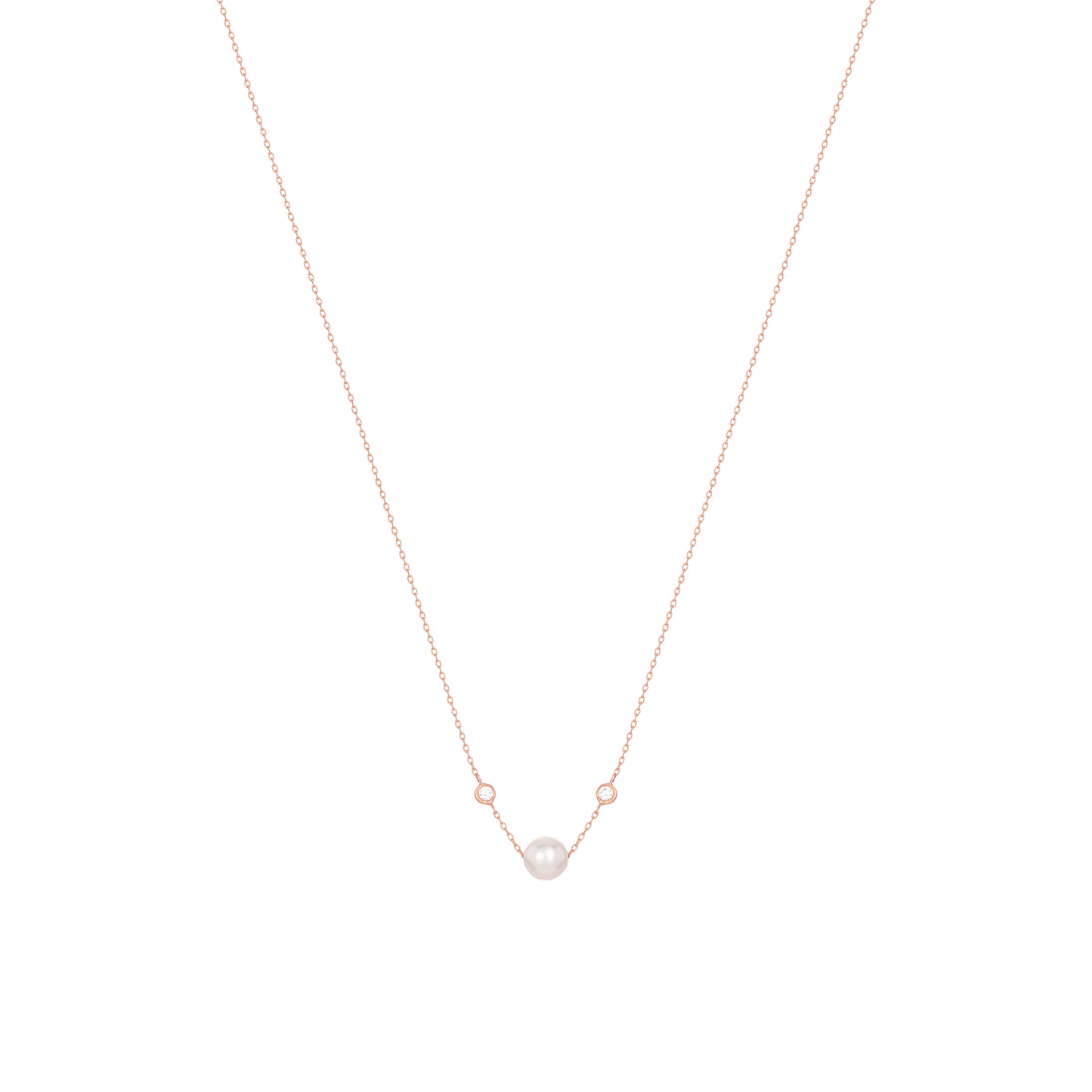 Pearl Diamond Necklace 18k Rose Gold