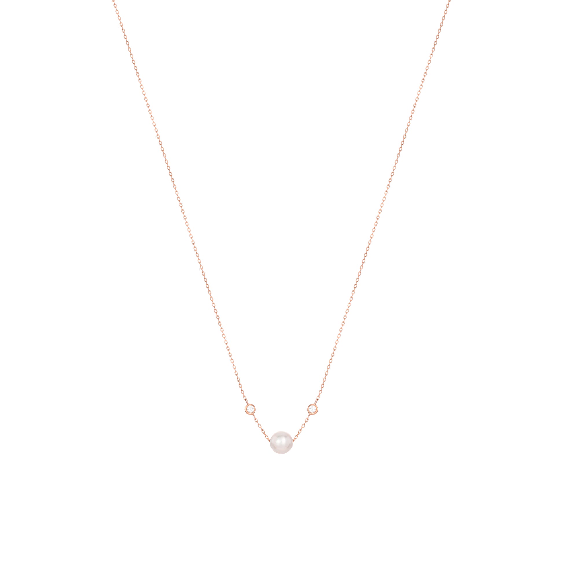 Pearl Diamond Necklace 18k Rose Gold