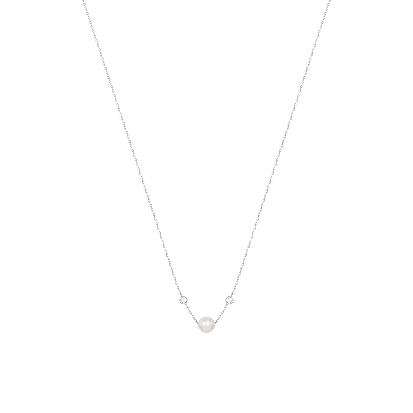 Pearl Diamond Necklace 18k White Gold