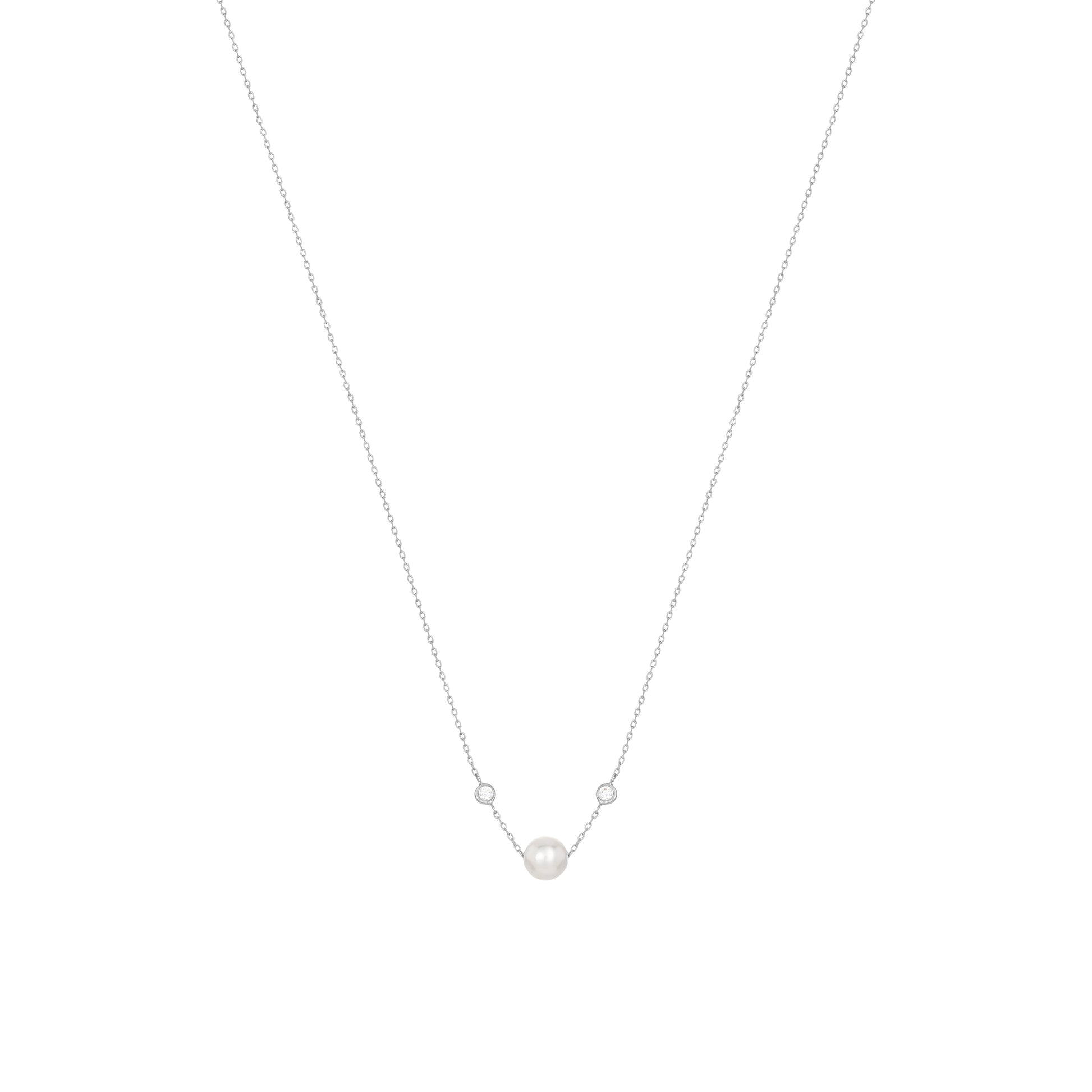 Pearl Diamond Necklace 18k White Gold