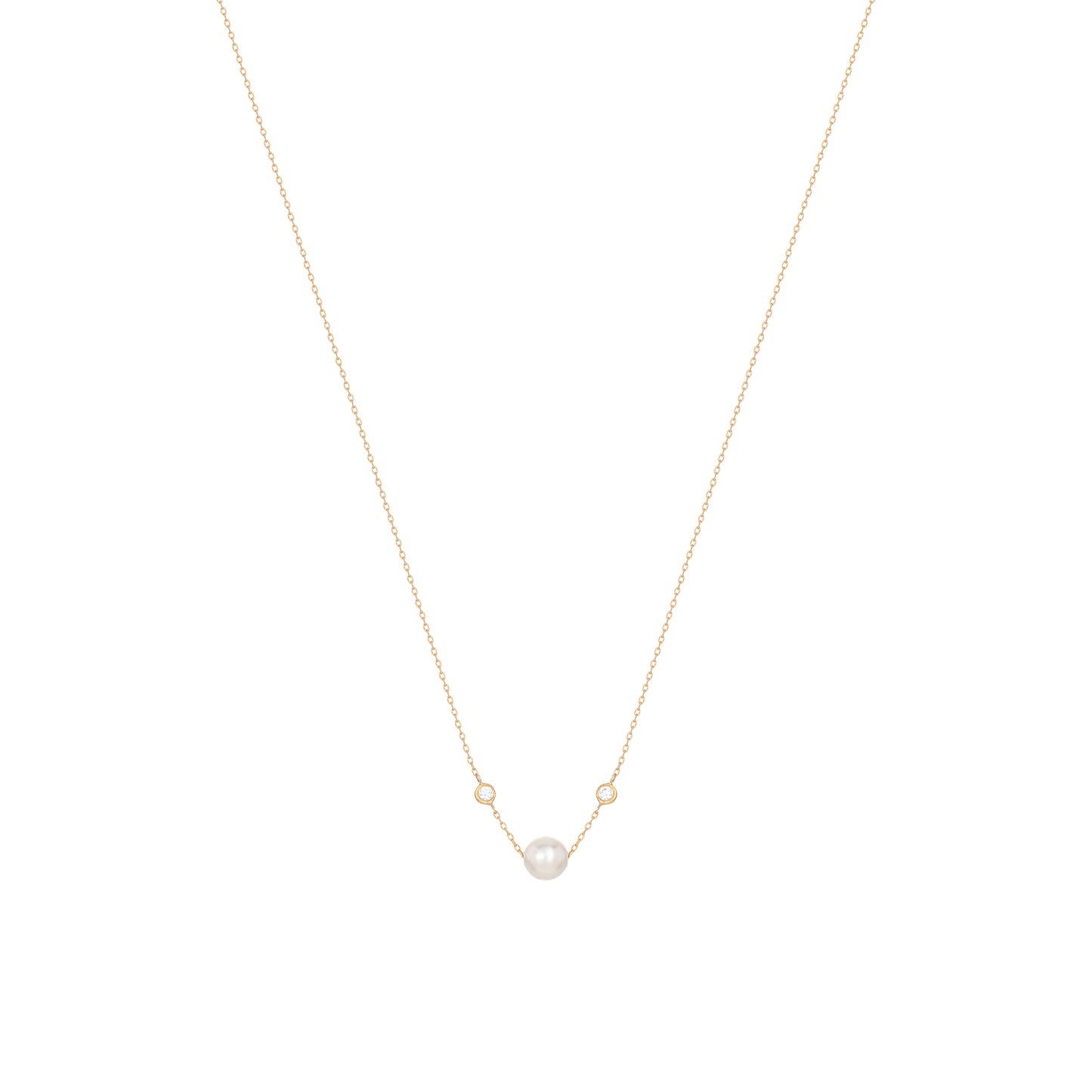 Pearl Diamond Necklace 18k Yellow Gold