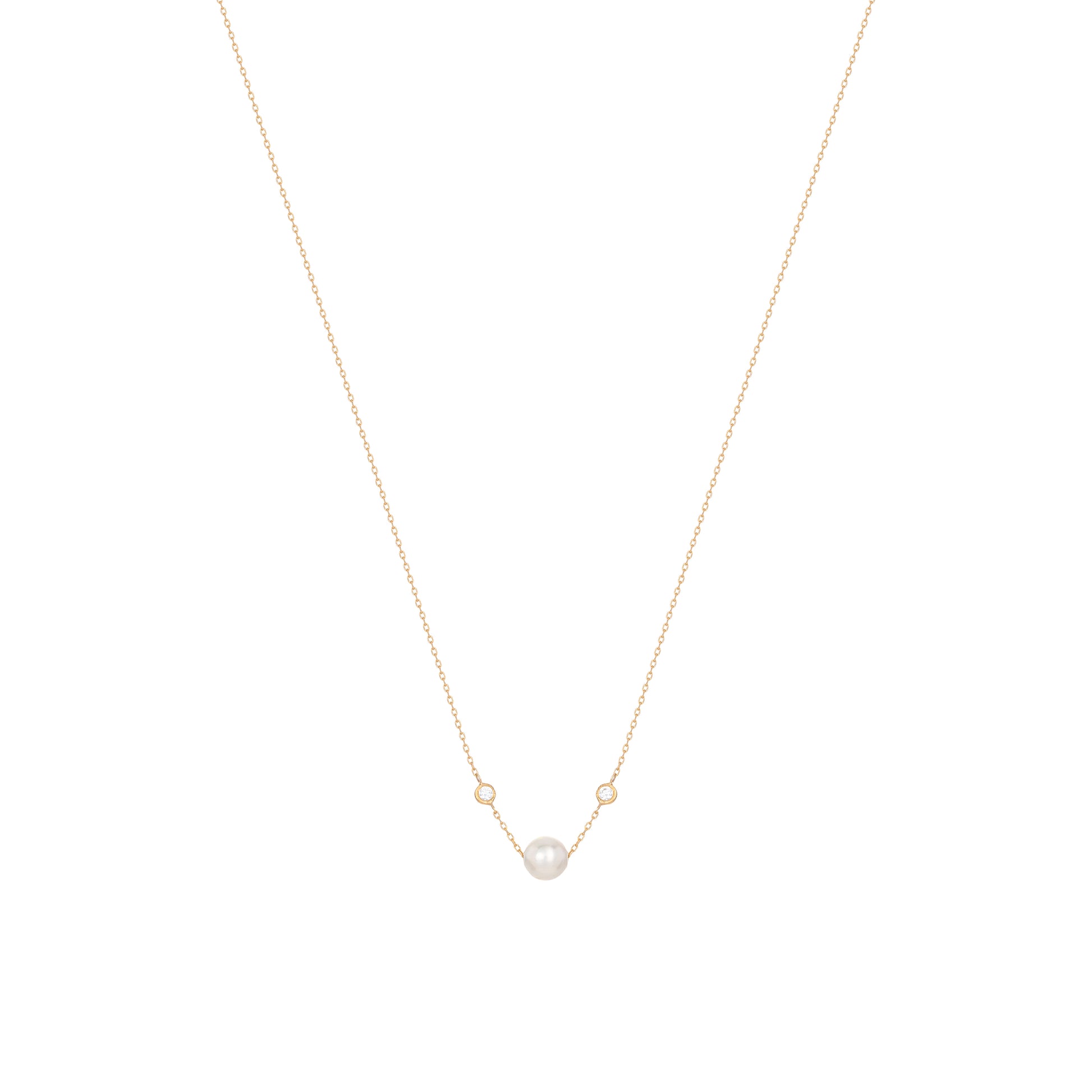 Pearl Diamond Necklace 18k Yellow Gold