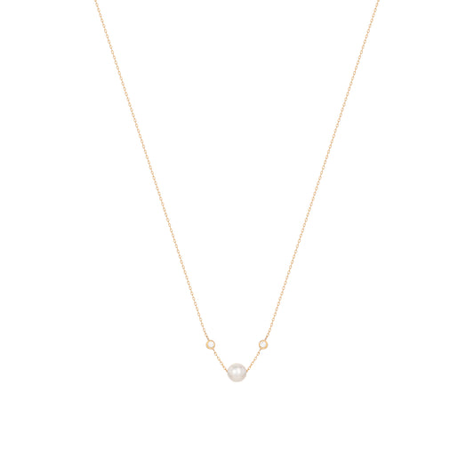 Pearl Diamond Necklace 18k Yellow Gold