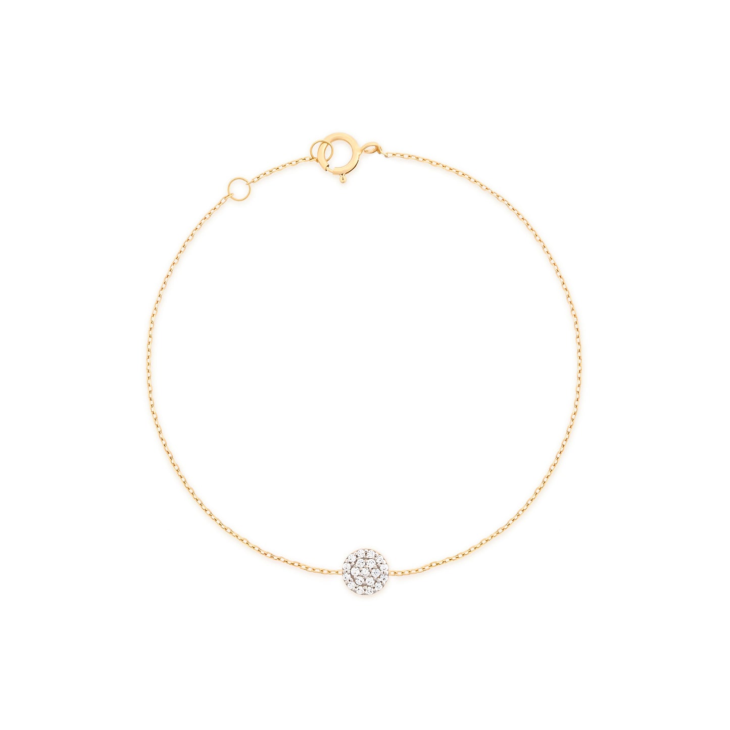 Simple Round Pave Diamonds in 18k Yellow Gold 