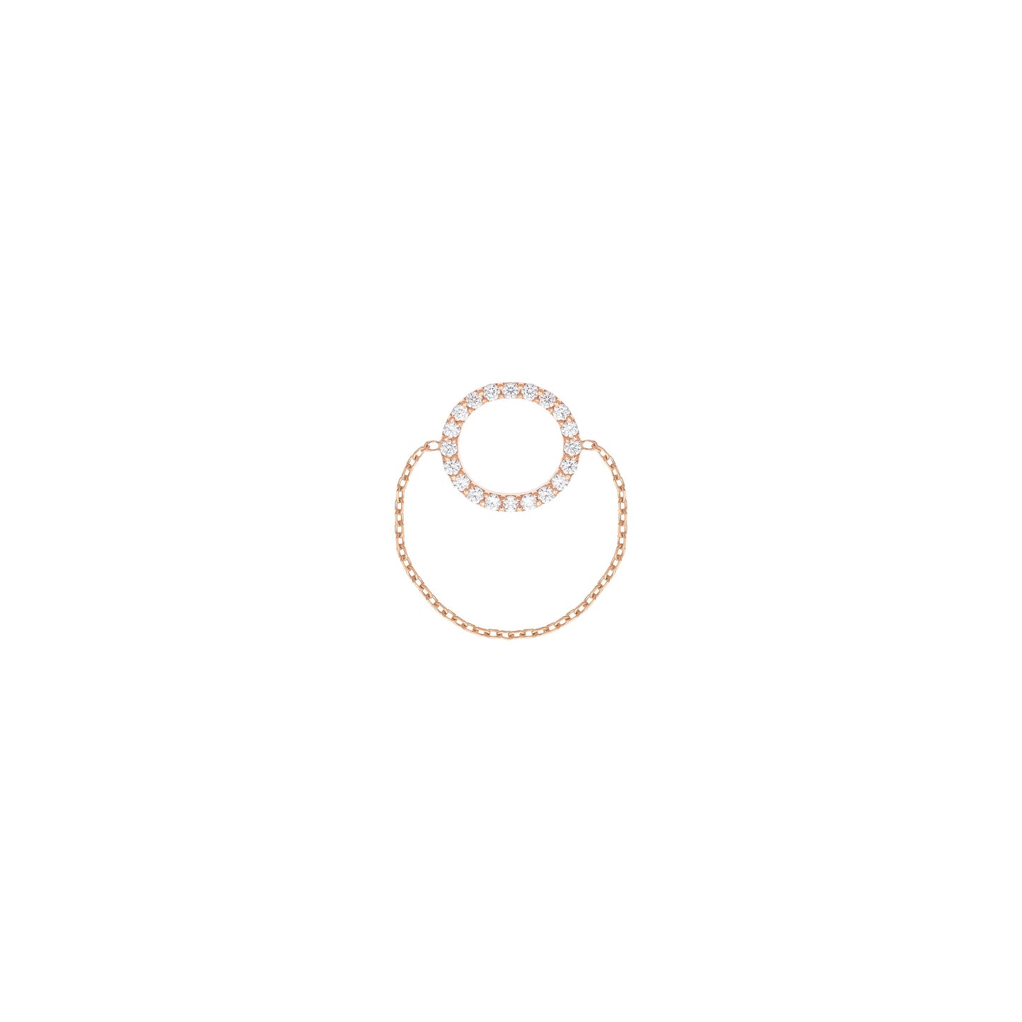 Round Diamond Chain Ring in 18k Rose Gold