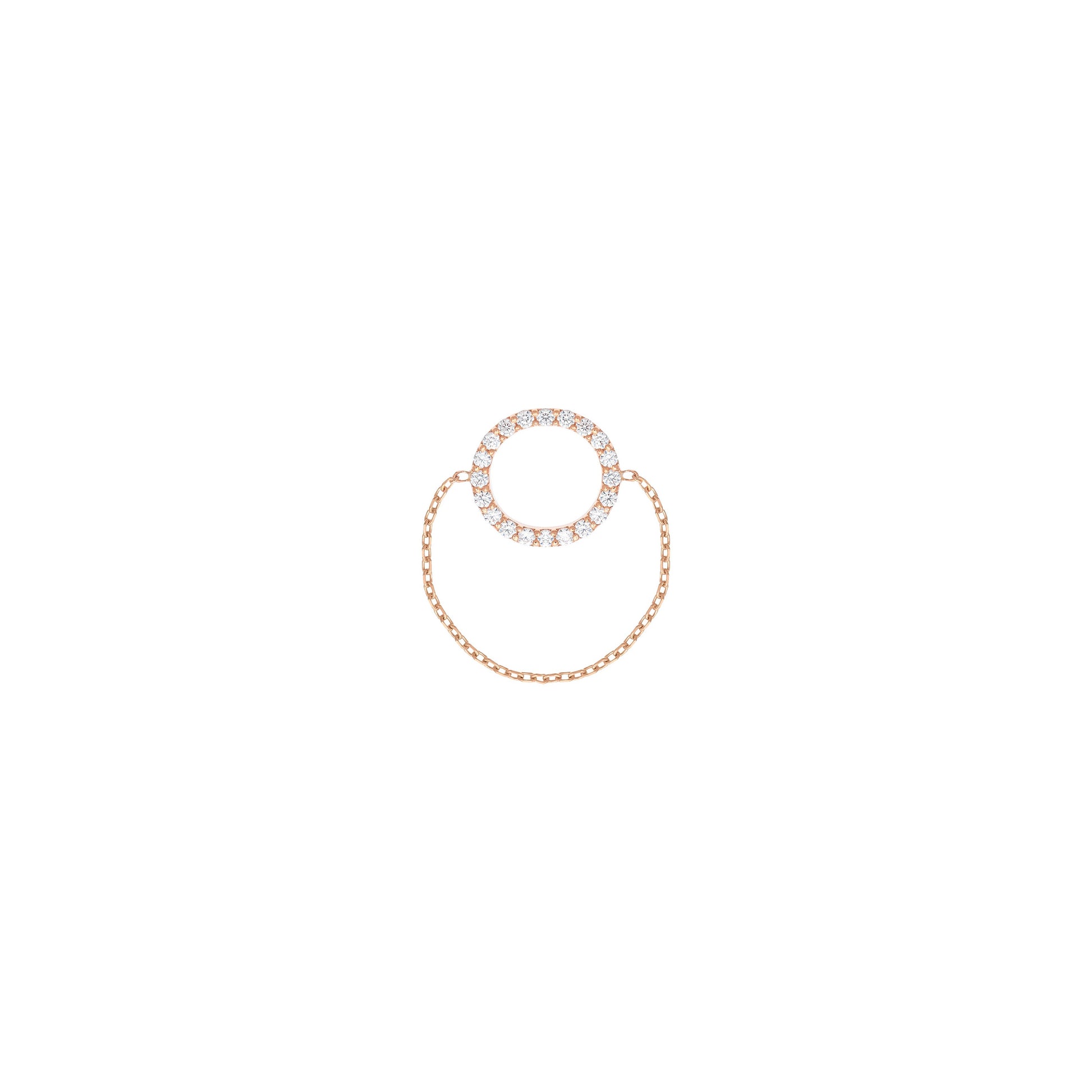 Round Diamond Chain Ring in 18k Rose Gold