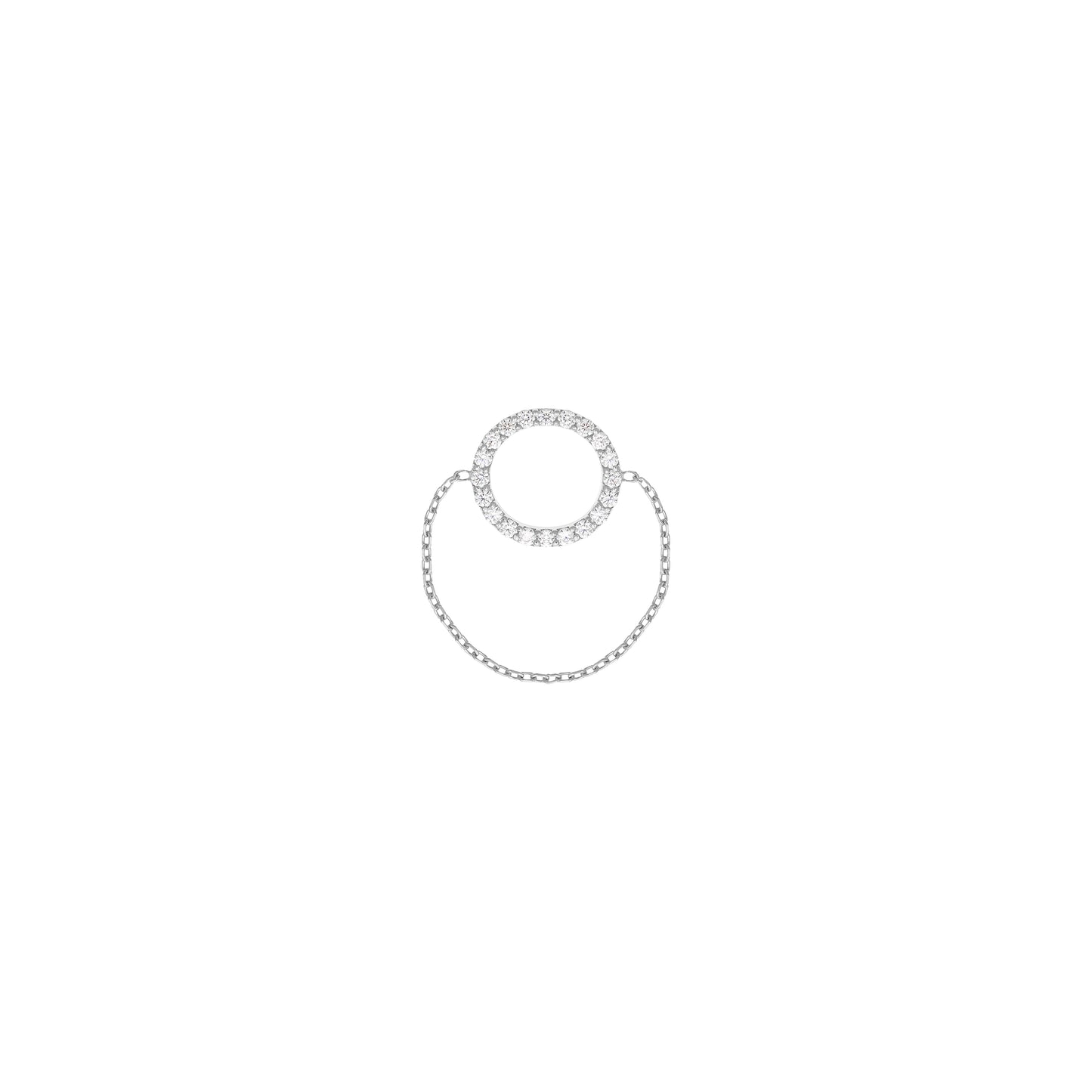 Round Diamond Chain Ring in 18k White Gold