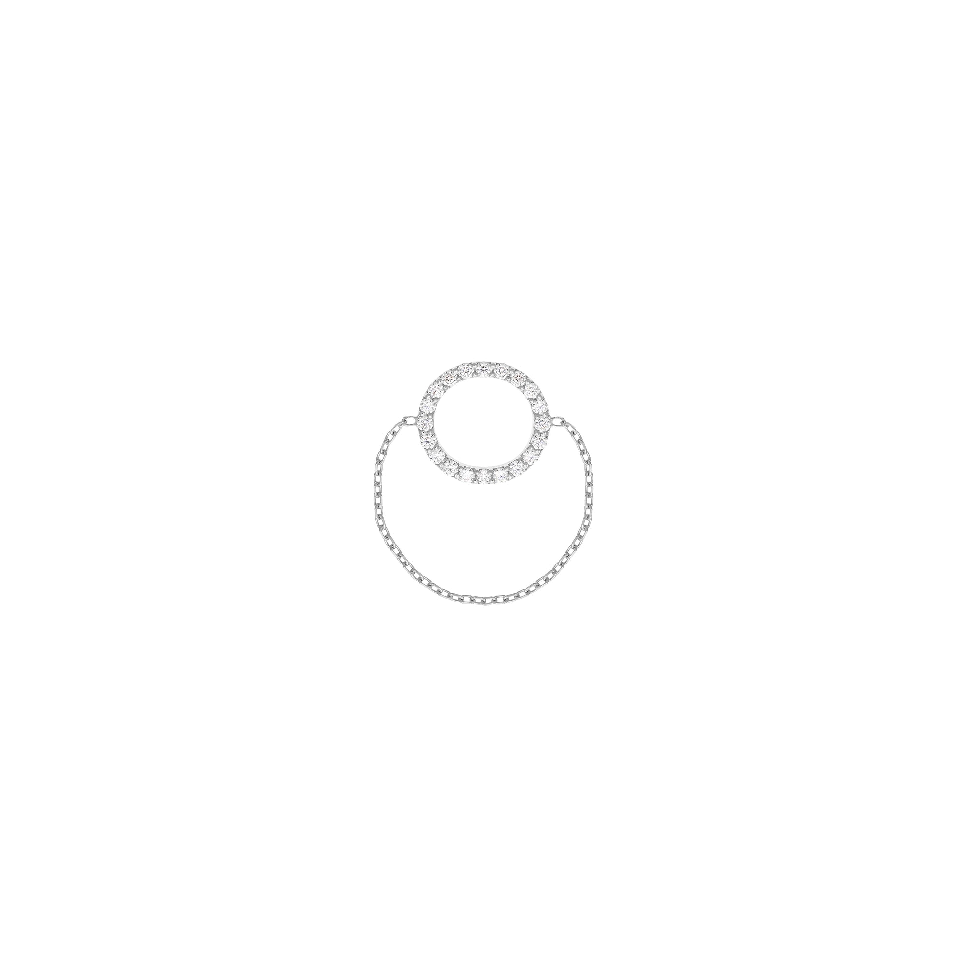 Round Diamond Chain Ring in 18k White Gold