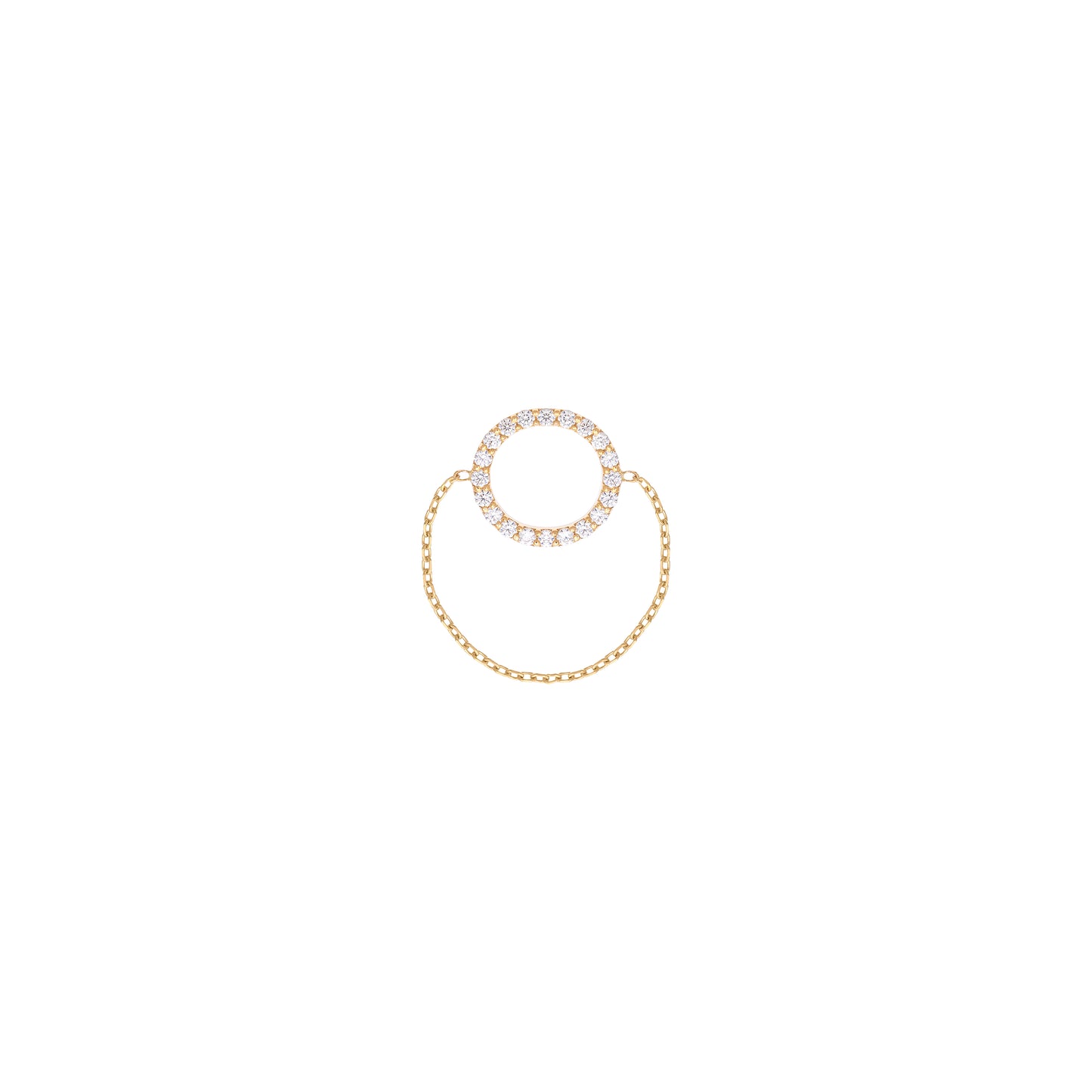 Round Diamond Chain Ring in 18k Yellow Gold