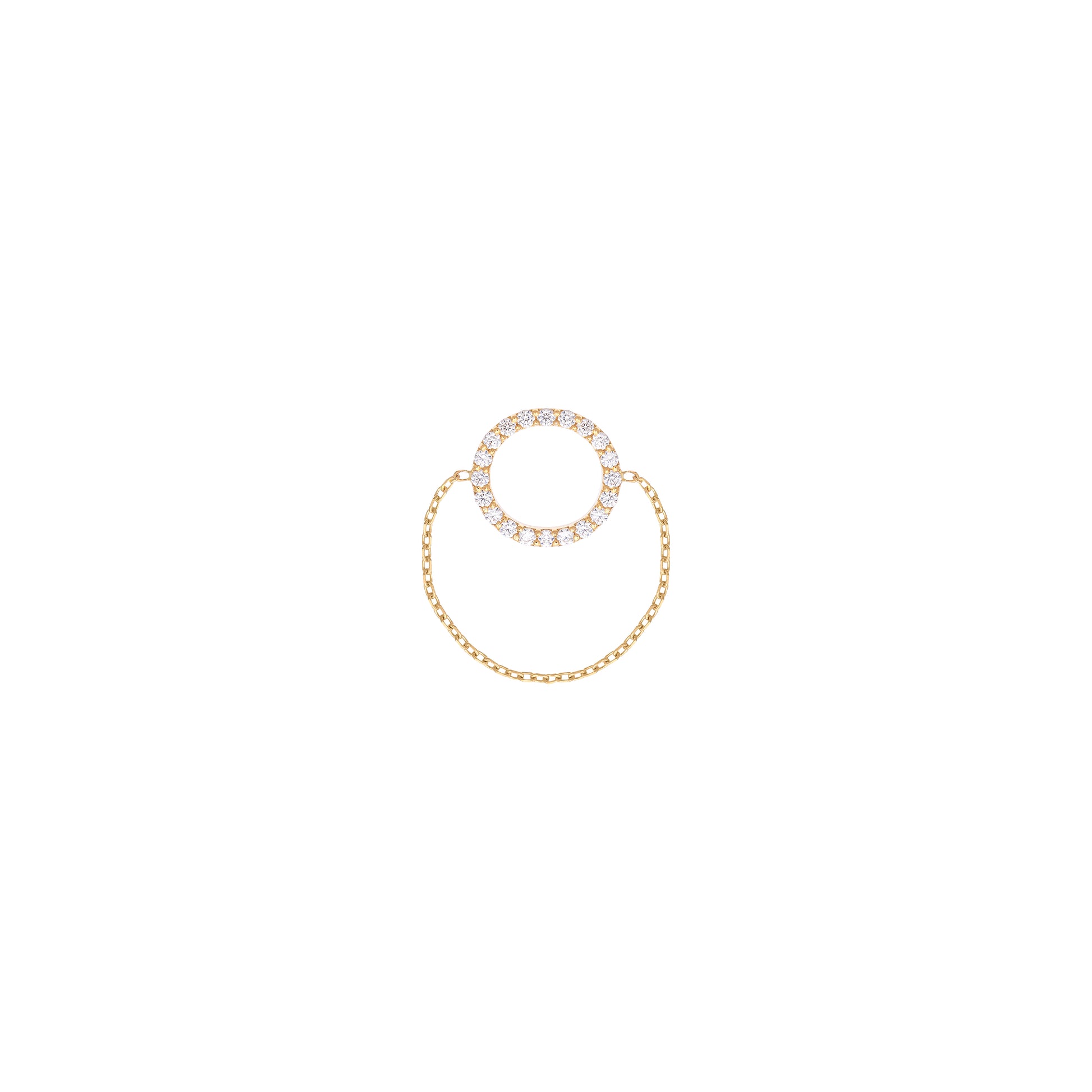 Round Diamond Chain Ring in 18k Yellow Gold