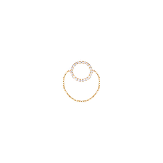 Round Diamond Chain Ring in 18k Yellow Gold