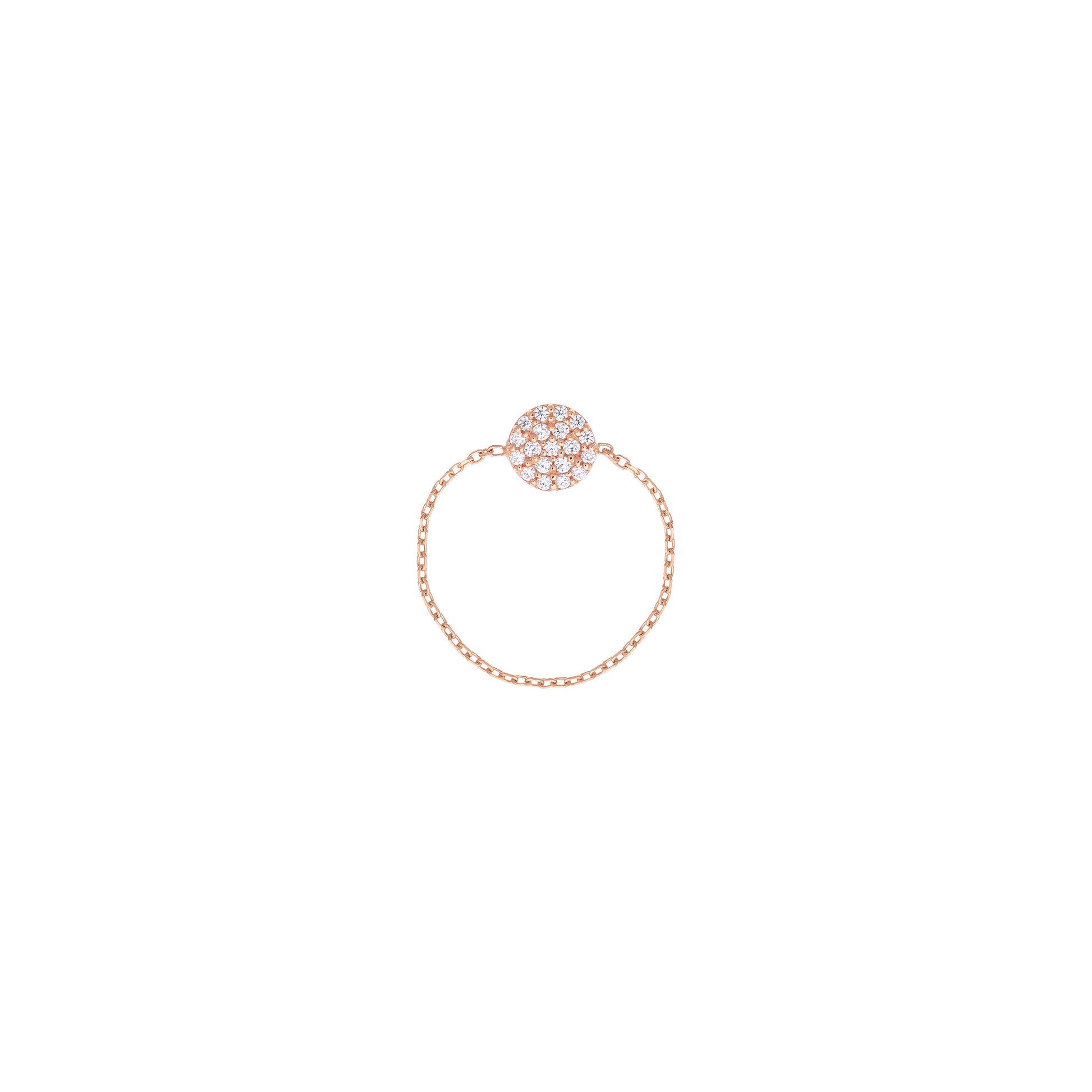 Round Pave Diamond Chain Ring in 18k Rose Gold