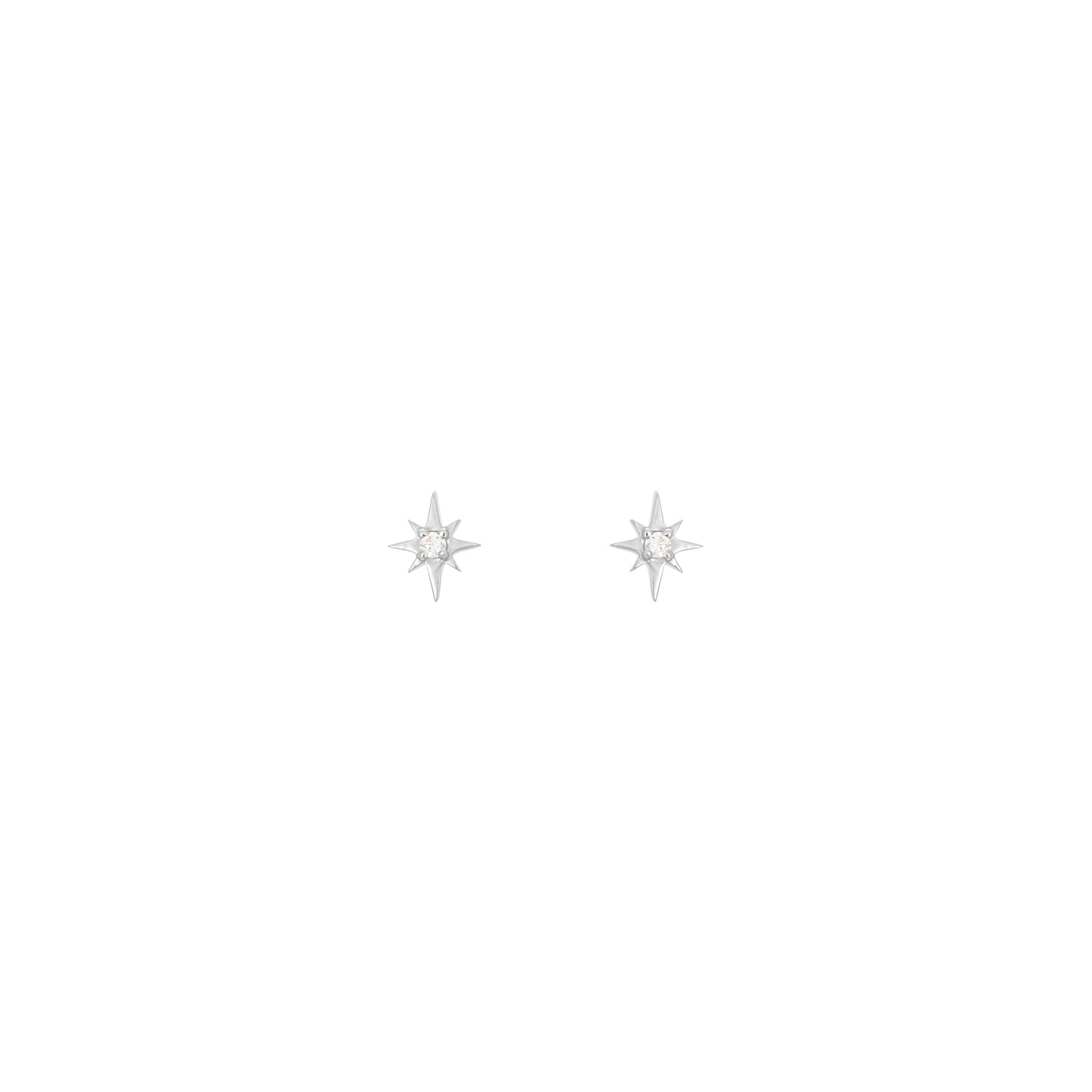 North Star stud earrings 18k White Gold